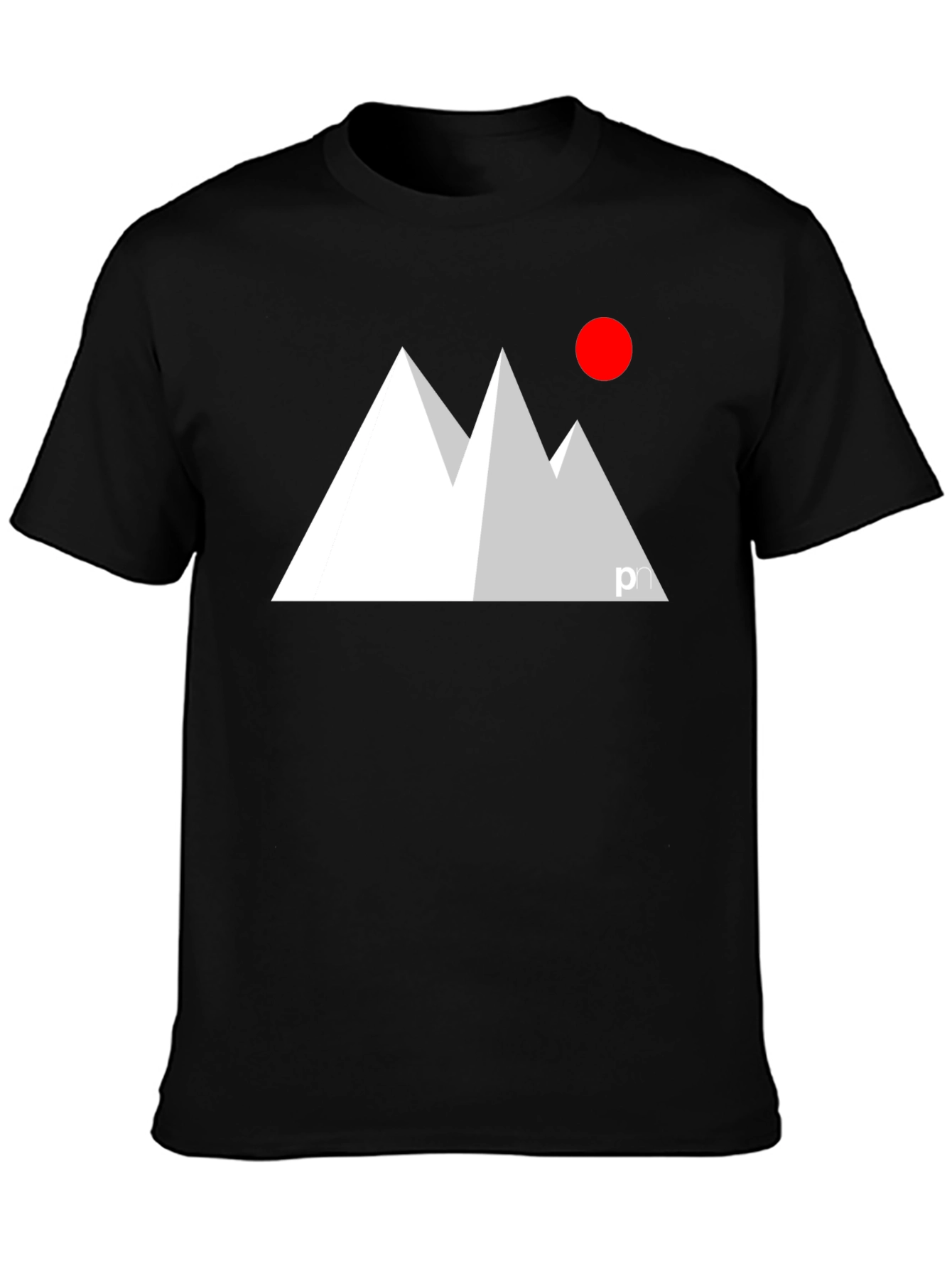 Black Modern Mountain Graphic Tee - Black view 3