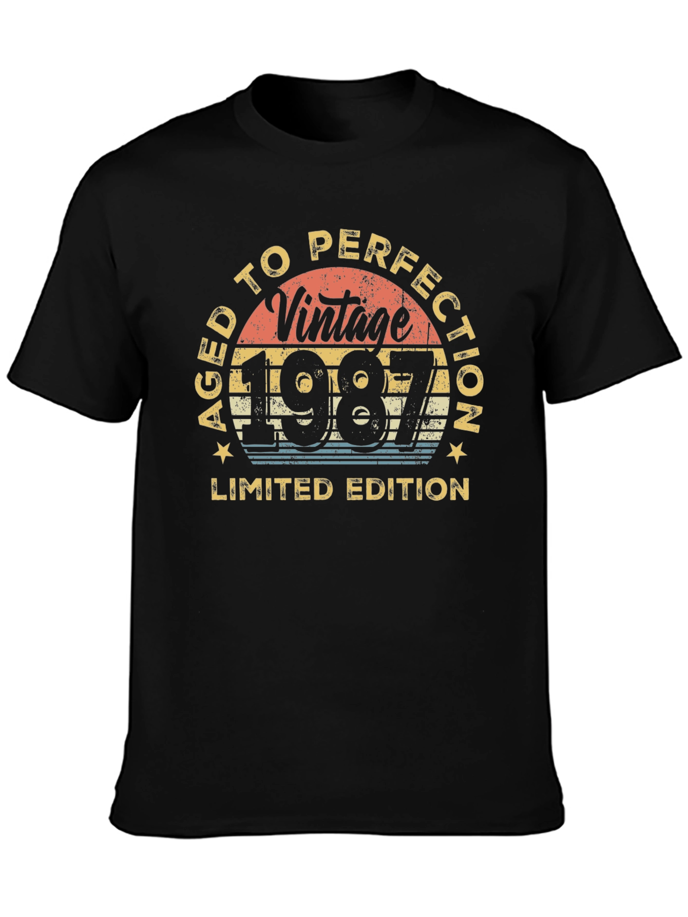 Black Vintage 1987 Aged to Perfection Limited Edition Black T-Shirt view 3