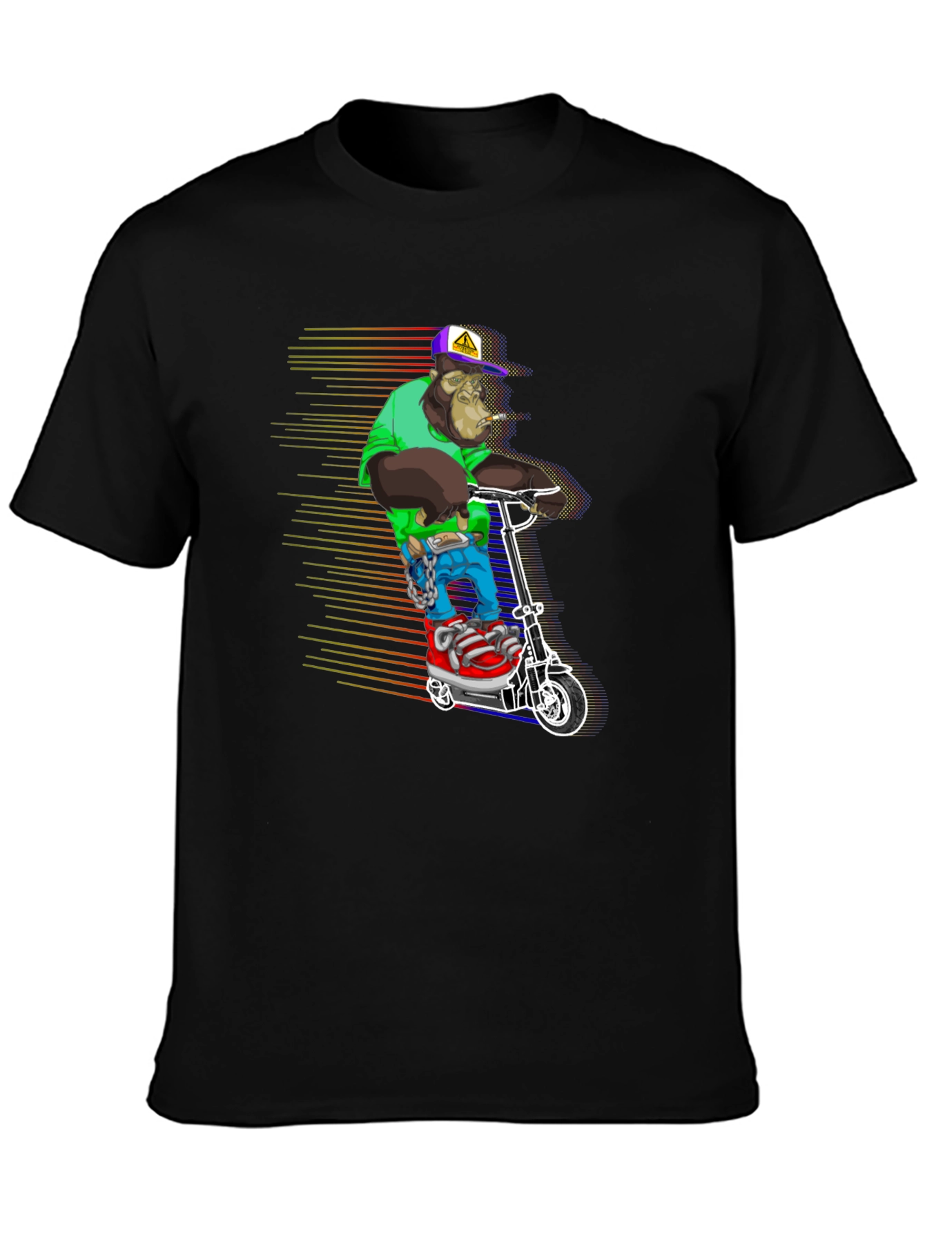 Black Cool Ape Scooter Graphic Tee - Black view 3