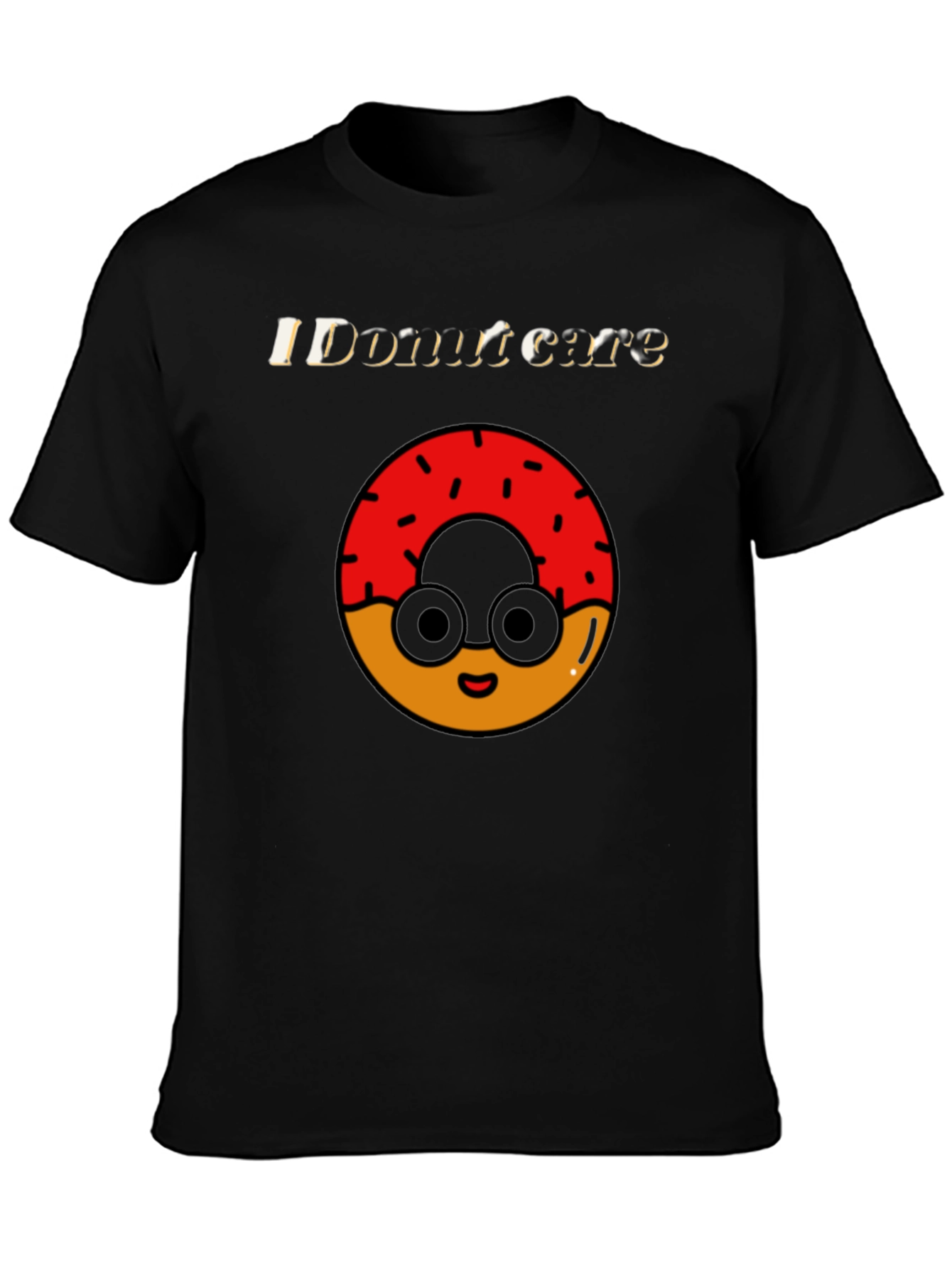 Black Funny Donut Care Graphic T-Shirt view 3