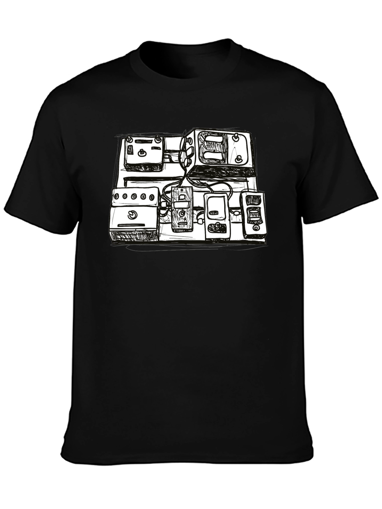 Black Sketch Pedal Board T-Shirt - Musician's Essential view 3