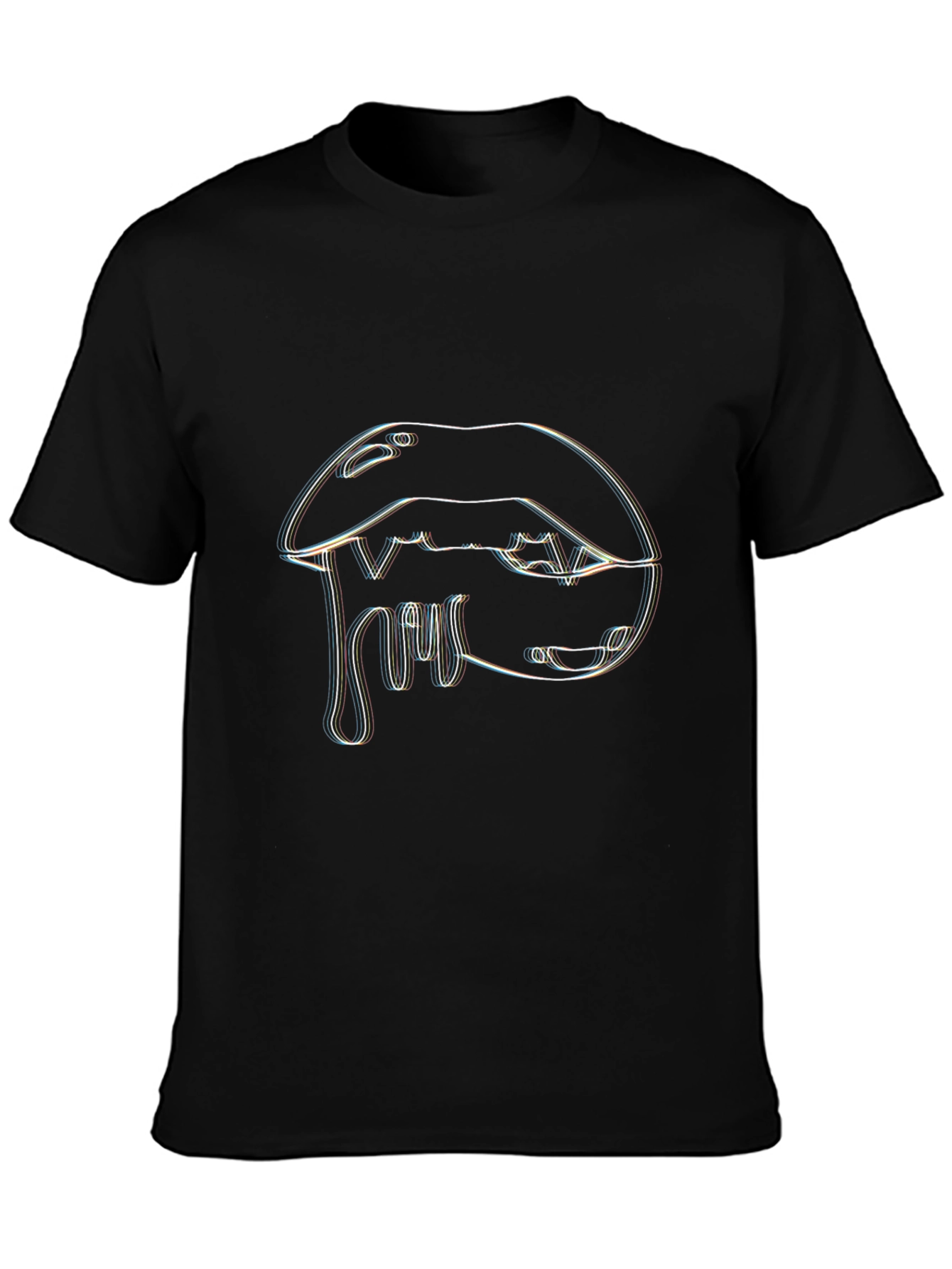 Black Dripping Lips Graphic T-Shirt - Unique Design view 3