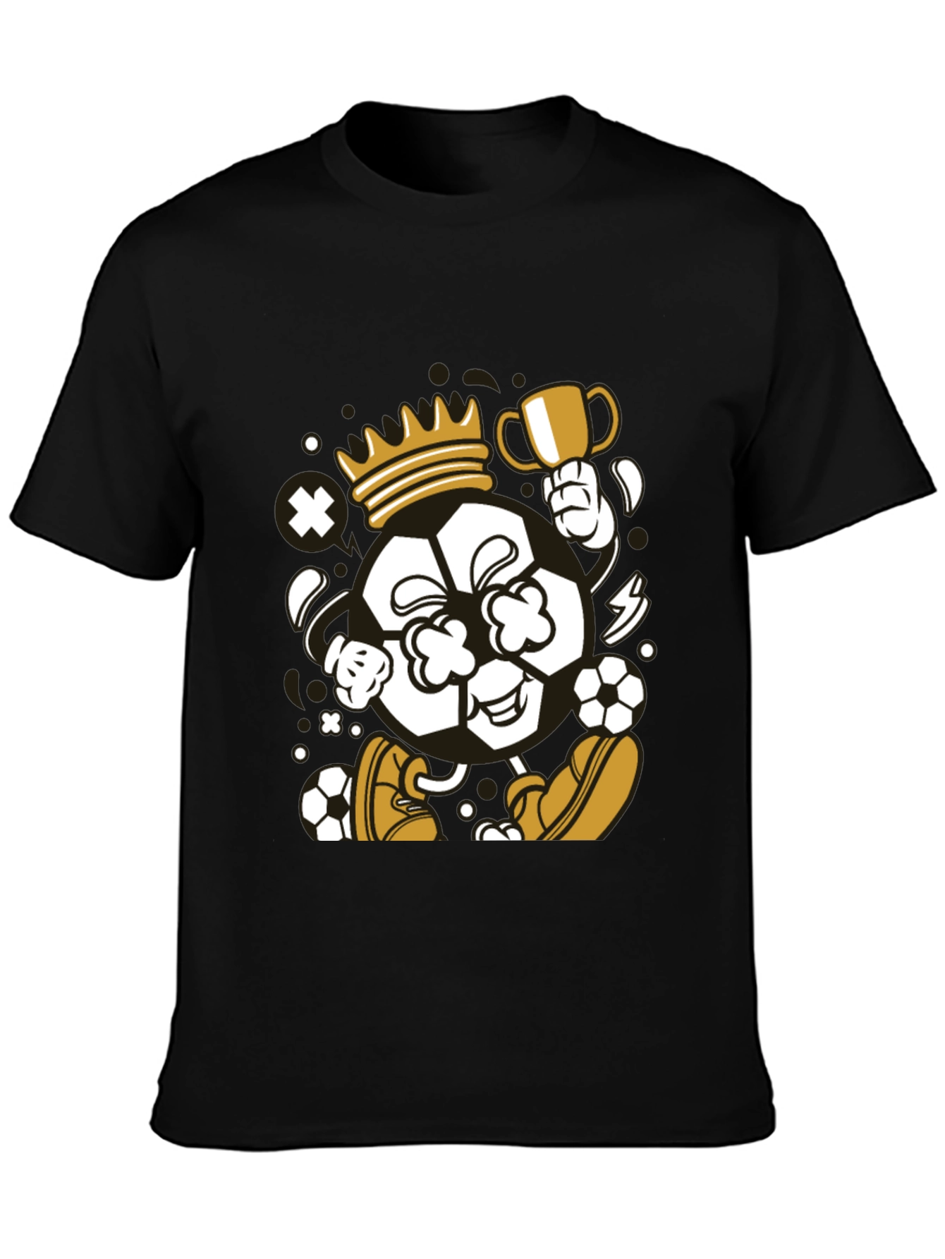Black King Soccer Ball Black T-Shirt view 3