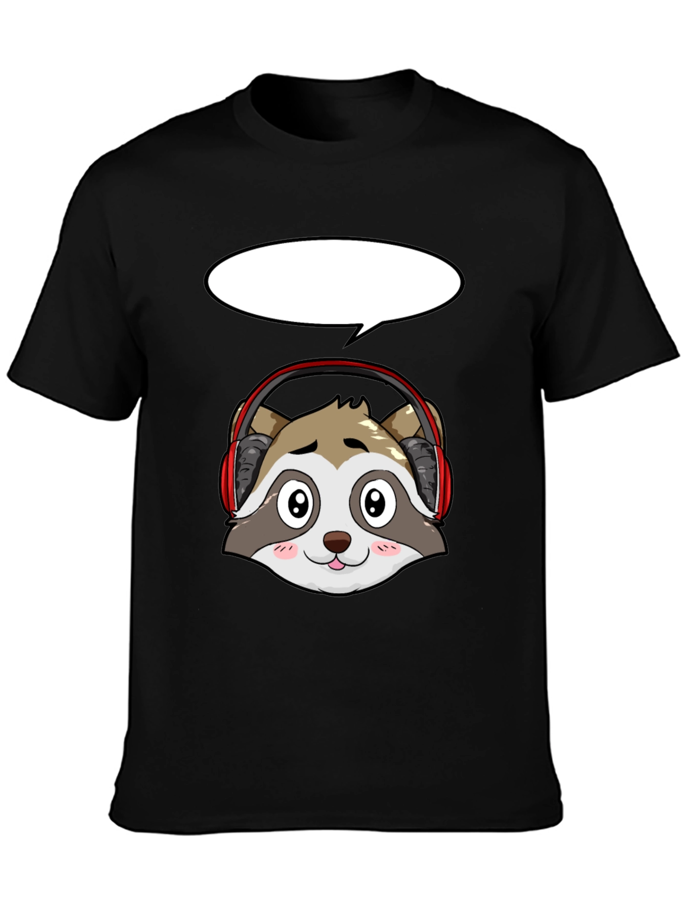 Black Raccoon Headphone Graphic Tee - Black view 3