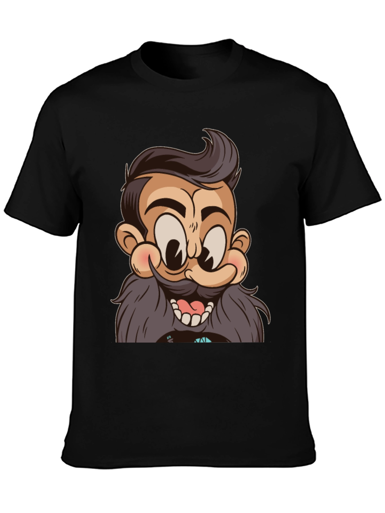 Black Cartoon Character Graphic Print Black T-Shirt view 3
