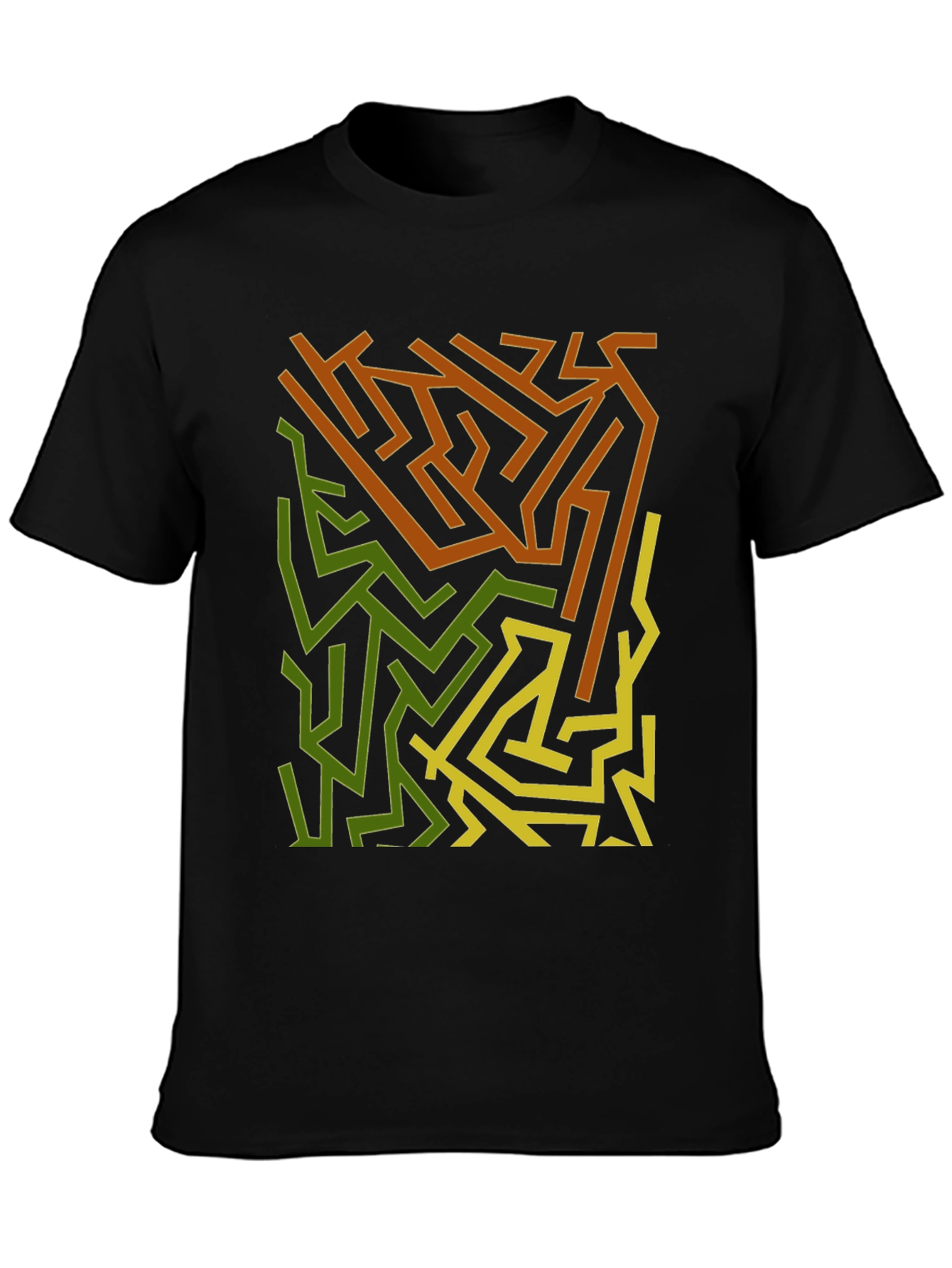 Black Abstract Maze Graphic Print Black T-Shirt view 3