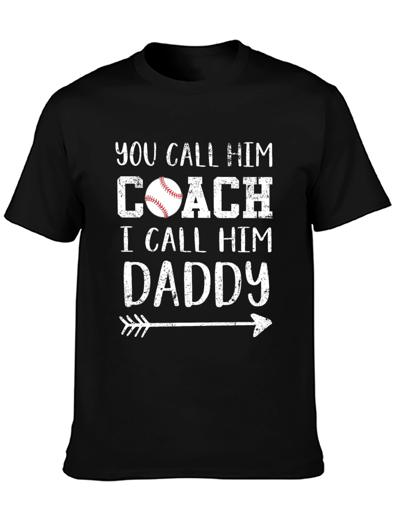 Black Baseball Coach Daddy T-Shirt view 3