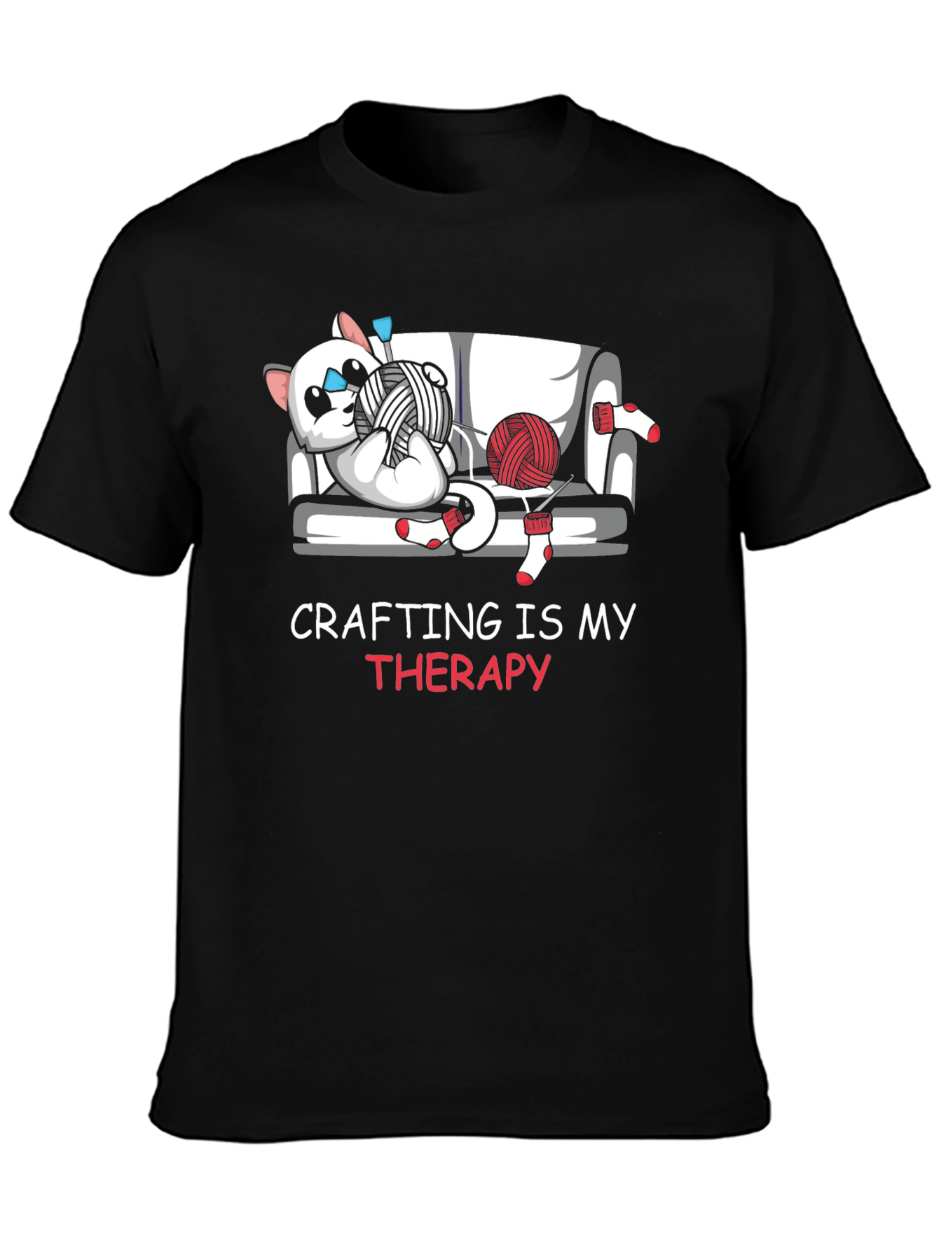 Black Crafting Is My Therapy Graphic T-Shirt view 3