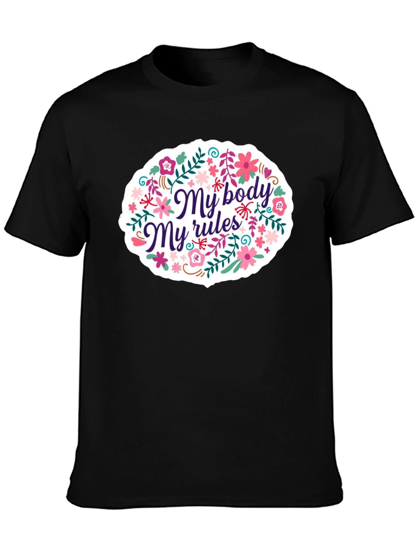 Black My Body My Rules Floral Graphic T-Shirt view 3