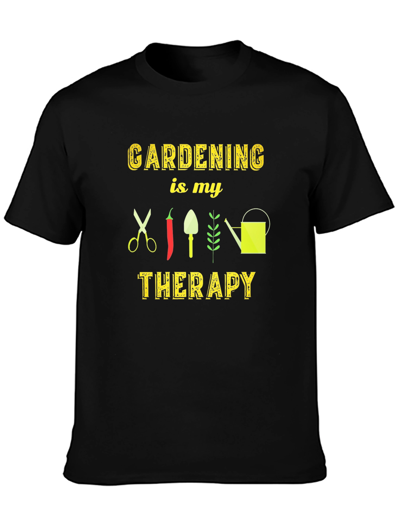 Black Gardening Therapy T-Shirt - Garden Lover Tee view 3