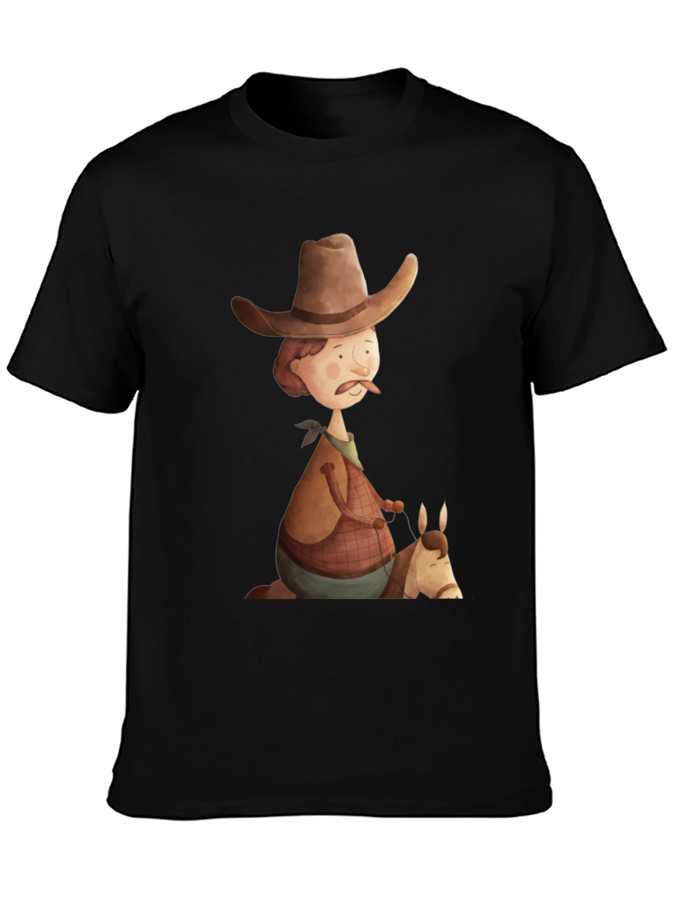 Black Cartoon Cowboy Graphic Tee - Unique Design! view 3