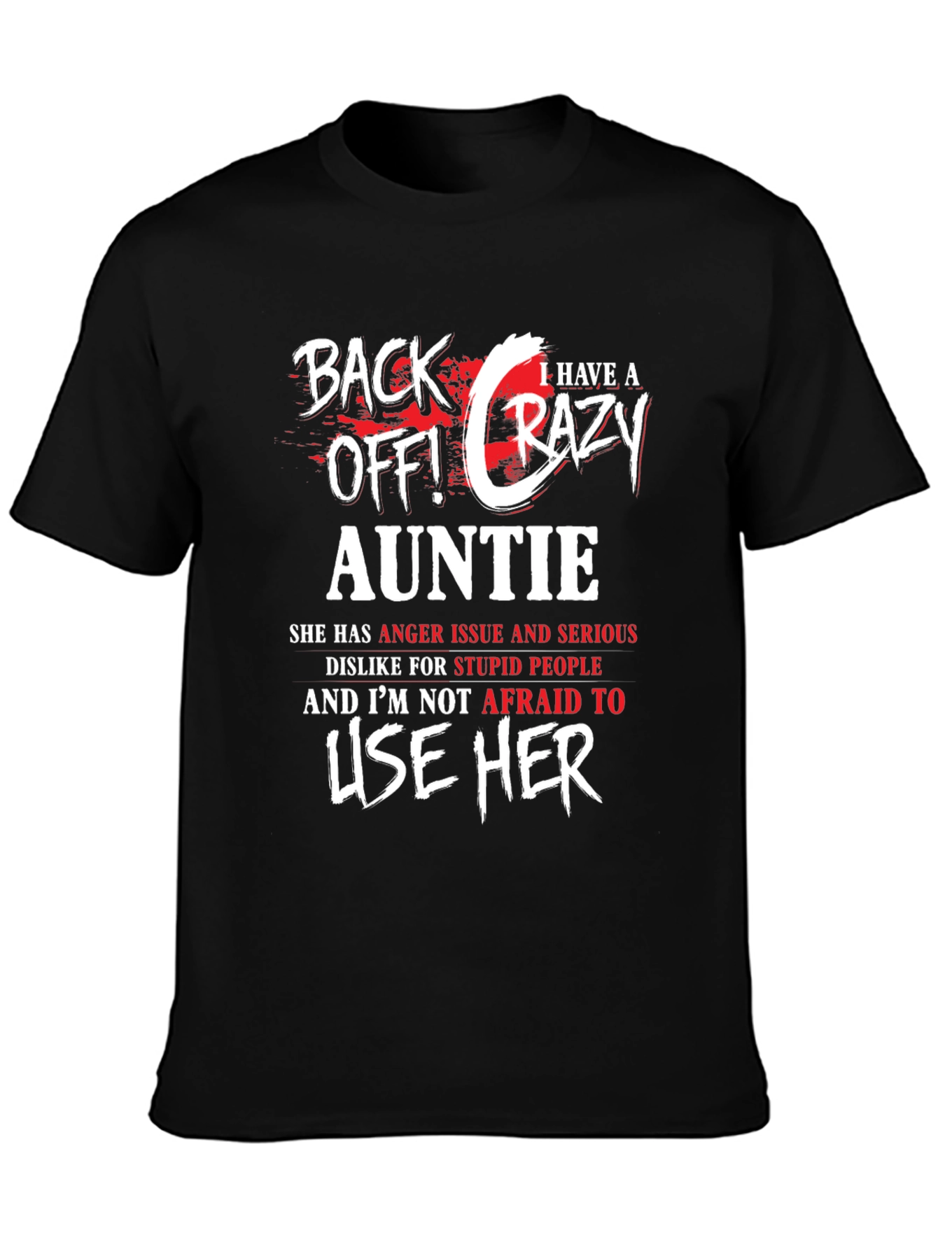 Black Back Off! Crazy Auntie Graphic Tee - Black view 3