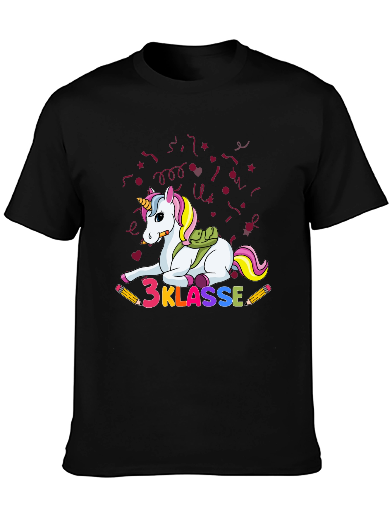 Black Cute Unicorn 3 Klasse T-Shirt view 3