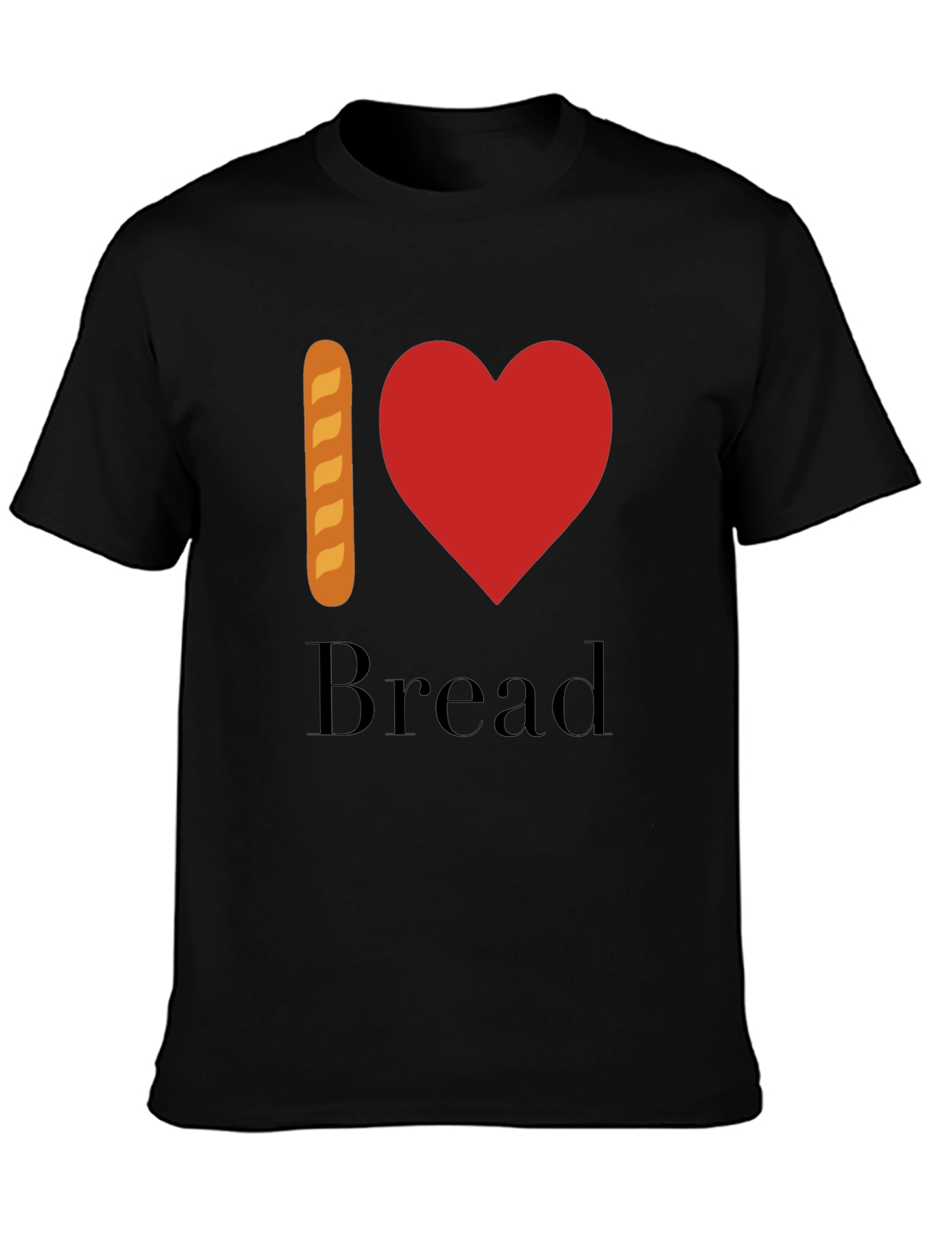 Black I Love Bread T-Shirt - Novelty Foodie Tee view 3