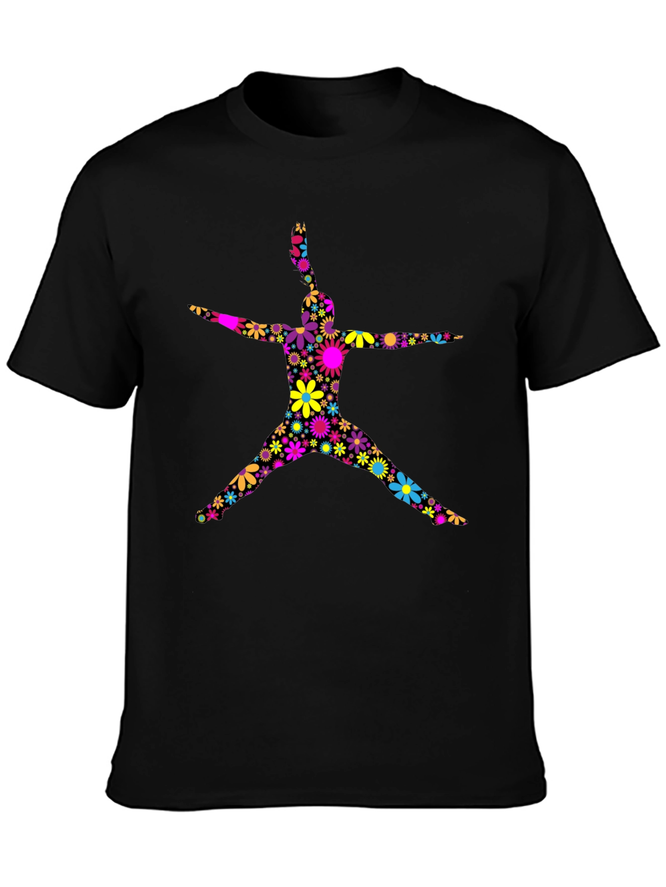 Black Floral Jumping Man Black T-Shirt view 3