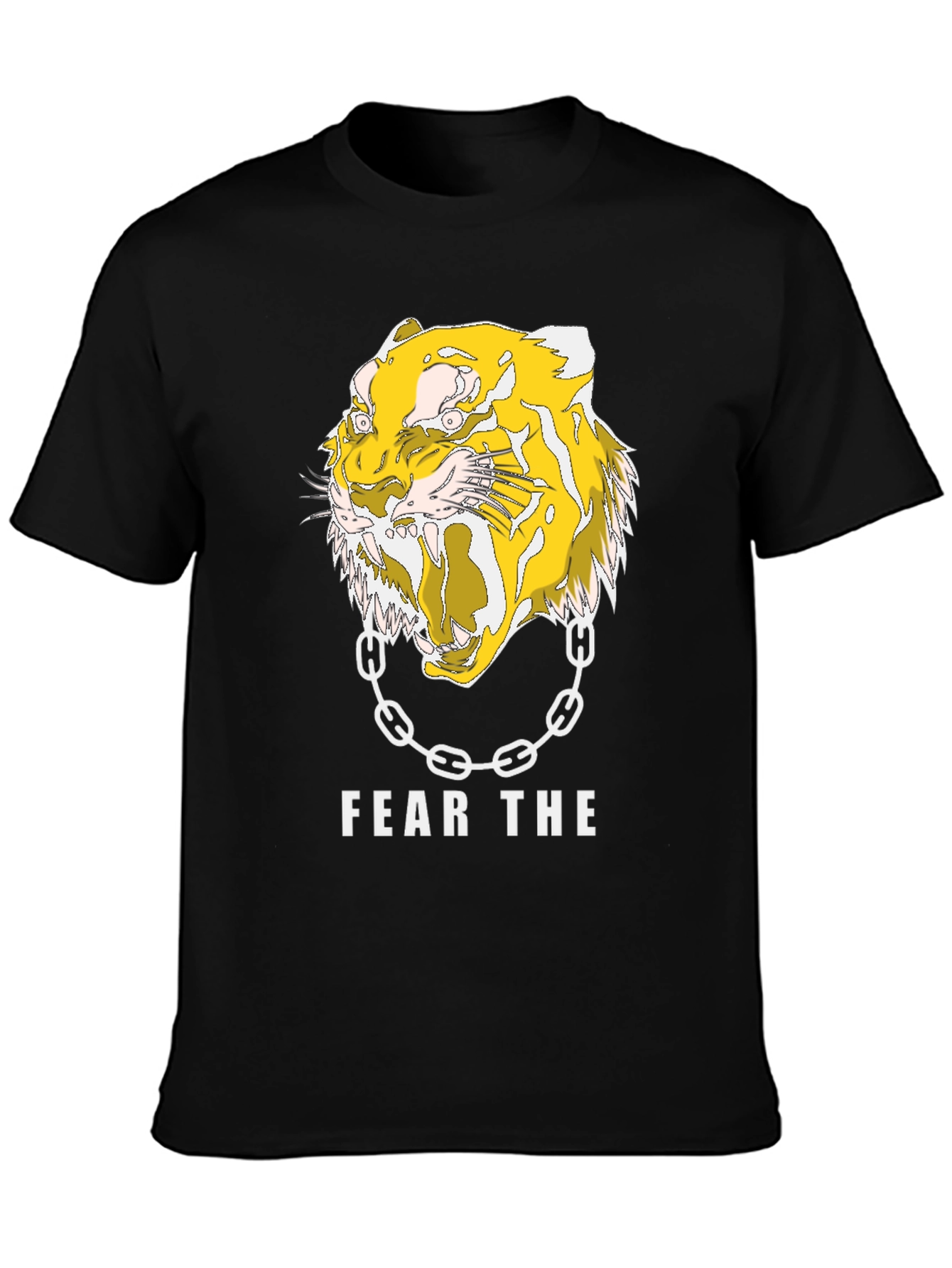 Black Fear the Tiger Graphic Print Black T-Shirt view 3