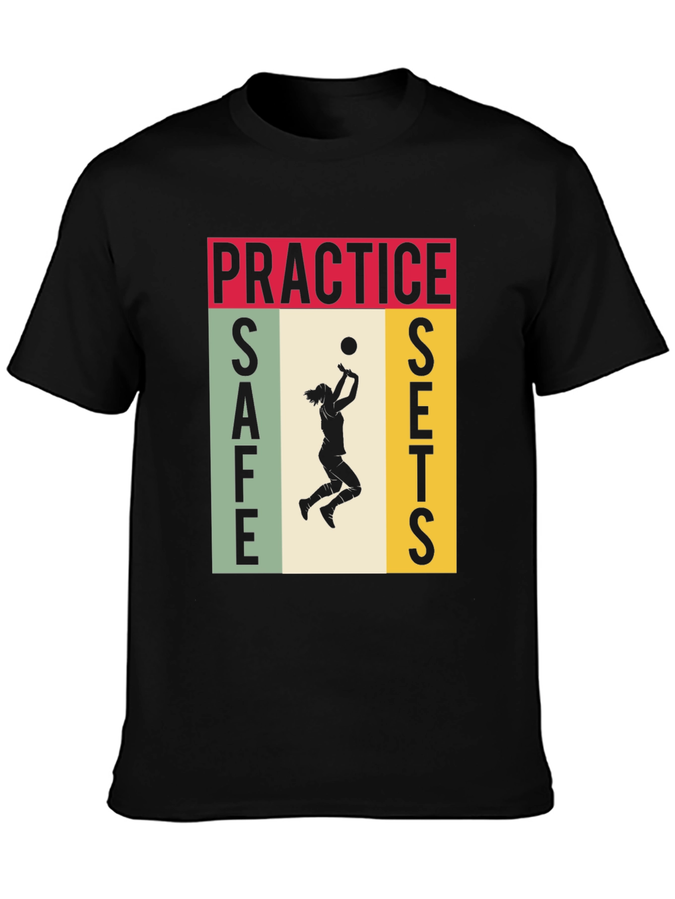 Black Practice Safe Sets Volleyball Graphic Tee view 3