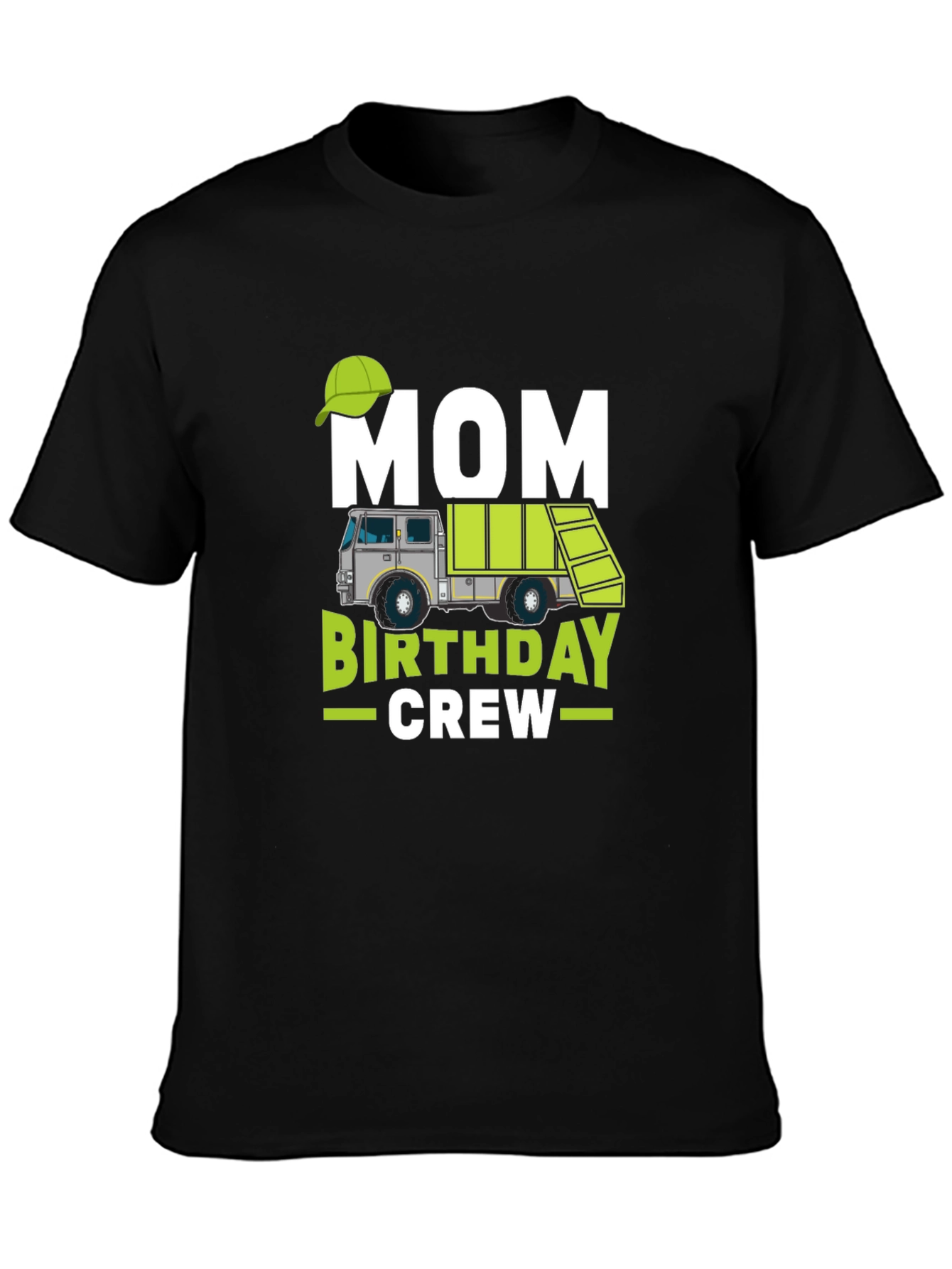Black Mom Birthday Crew Garbage Truck T-Shirt view 3