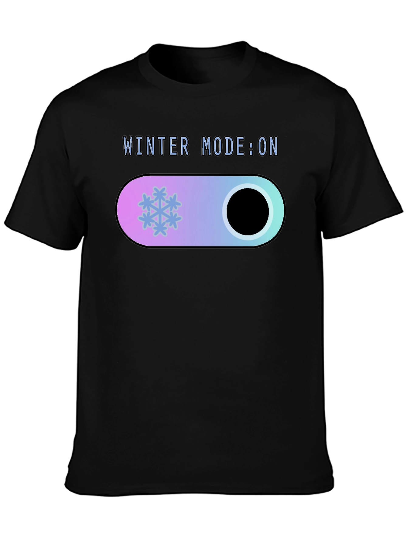 Black Winter Mode On Black T-Shirt view 3