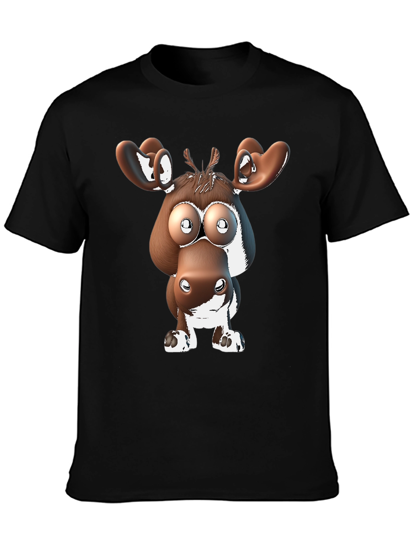 Black Cartoon Moose Graphic Tee view 3