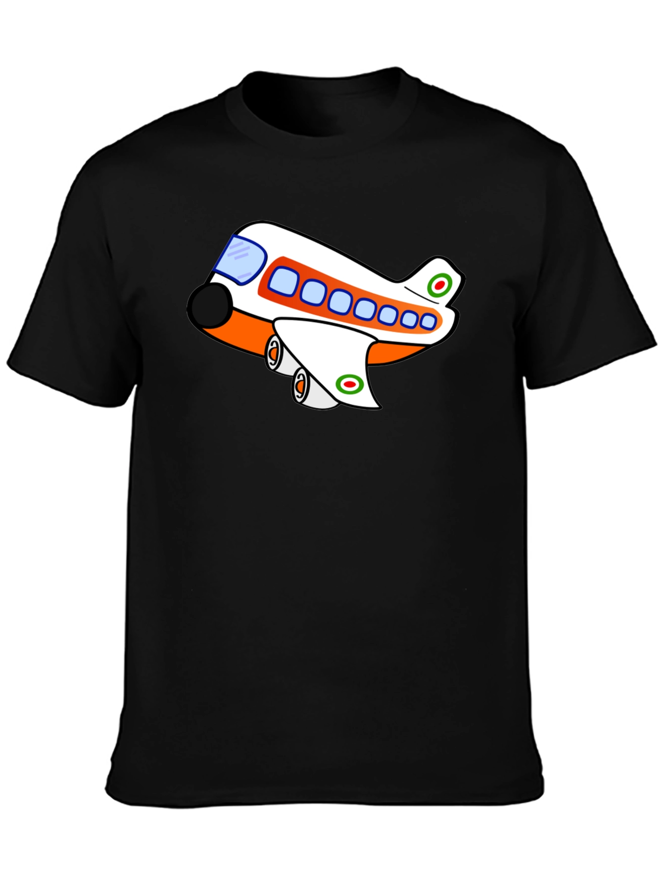 Black Cartoon Plane Graphic T-Shirt view 3