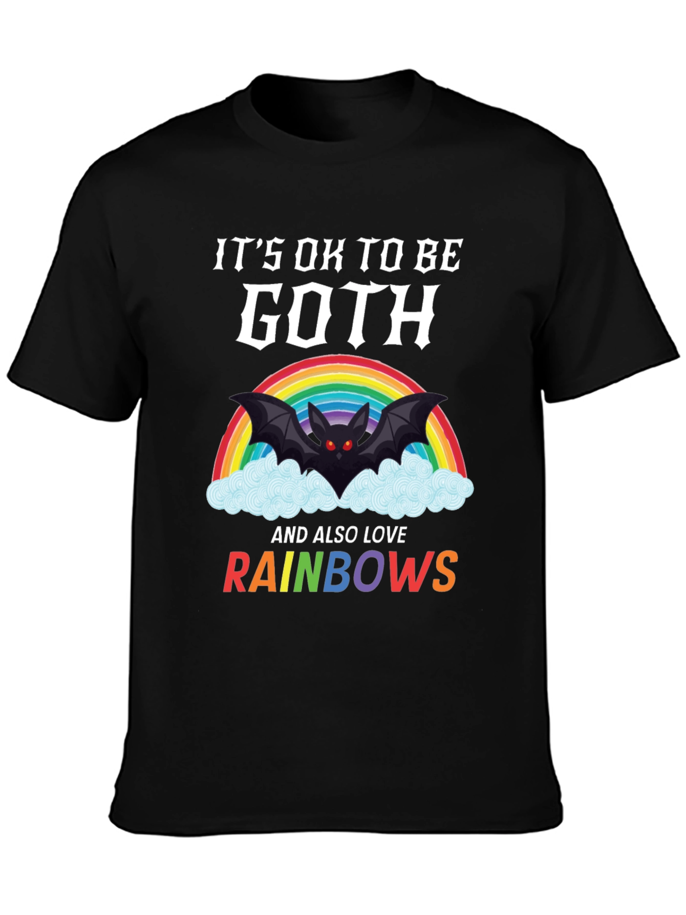 Black Goth & Rainbows Graphic T-Shirt - Soft Cotton Tee view 3