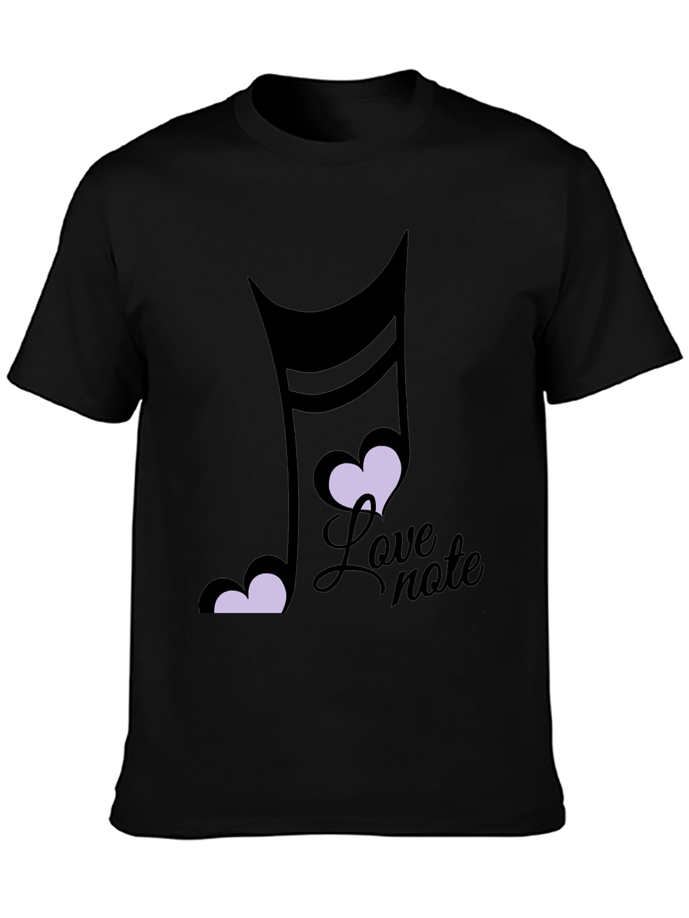Love Note Music Heart Graphic Black T-Shirt - 3