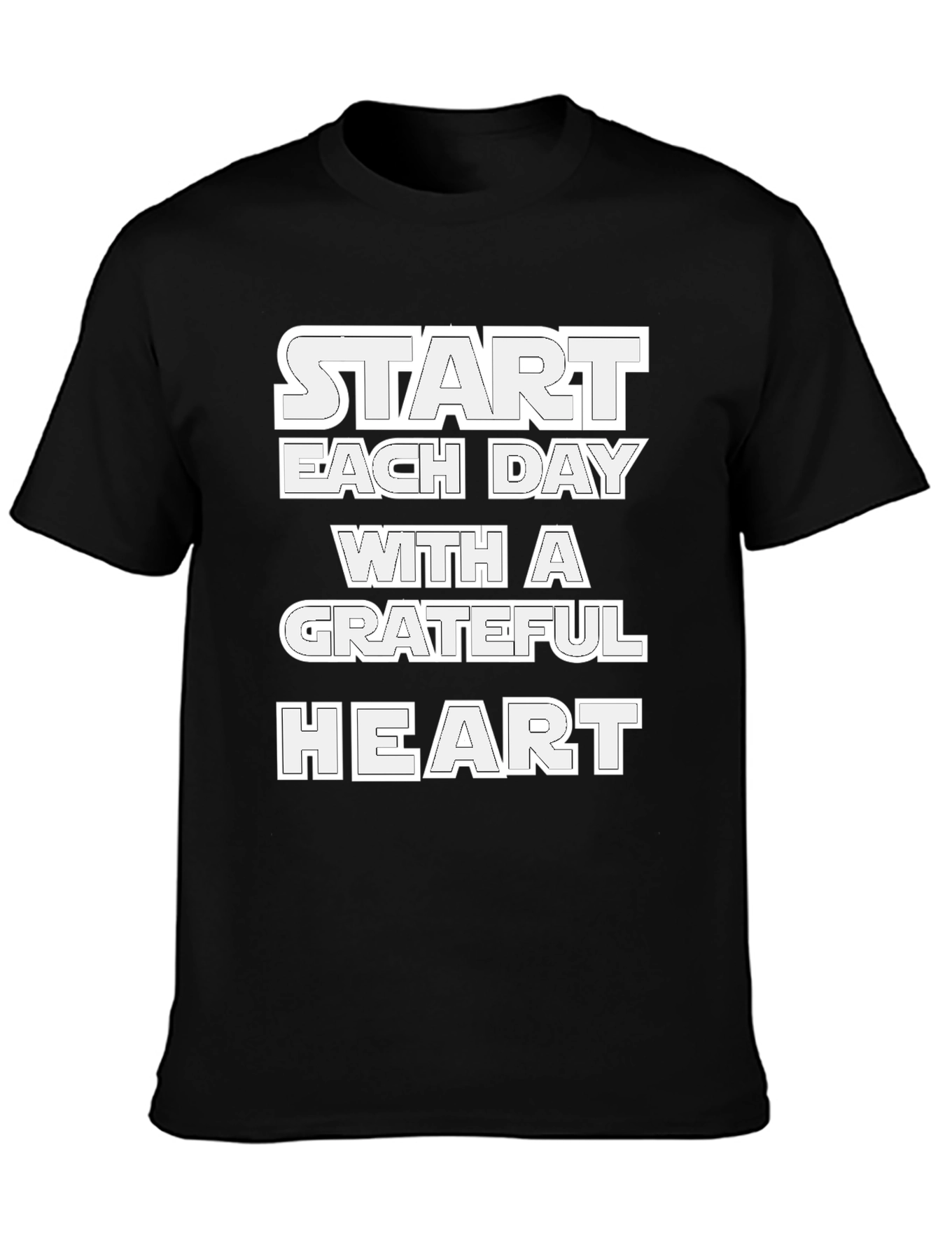 Black Grateful Heart Black Graphic T-Shirt view 3
