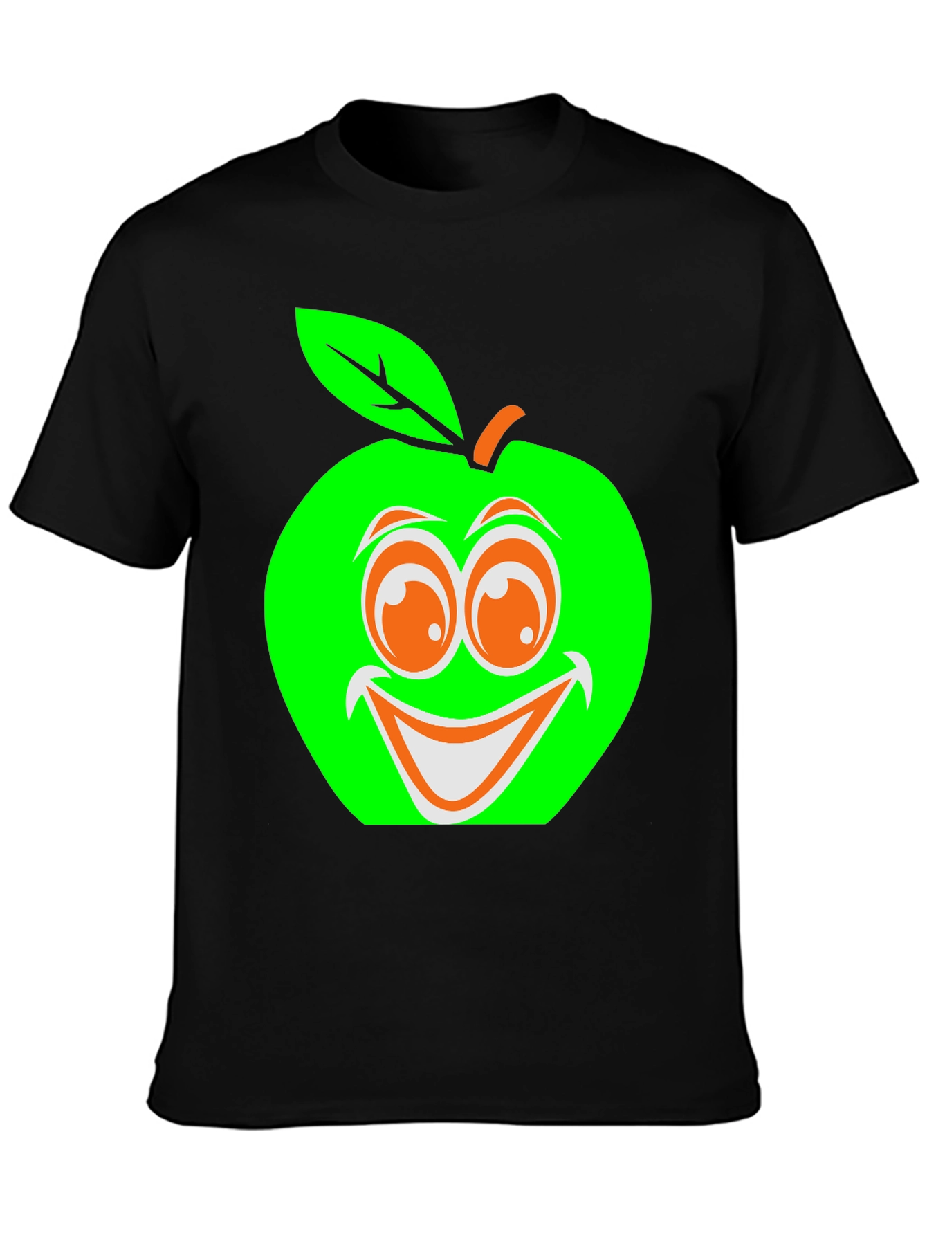 Black Funny Apple Graphic T-Shirt view 3