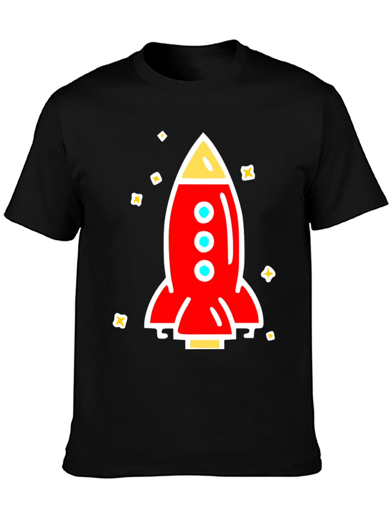 Black Rocket Graphic Tee - Space Adventure Shirt view 3