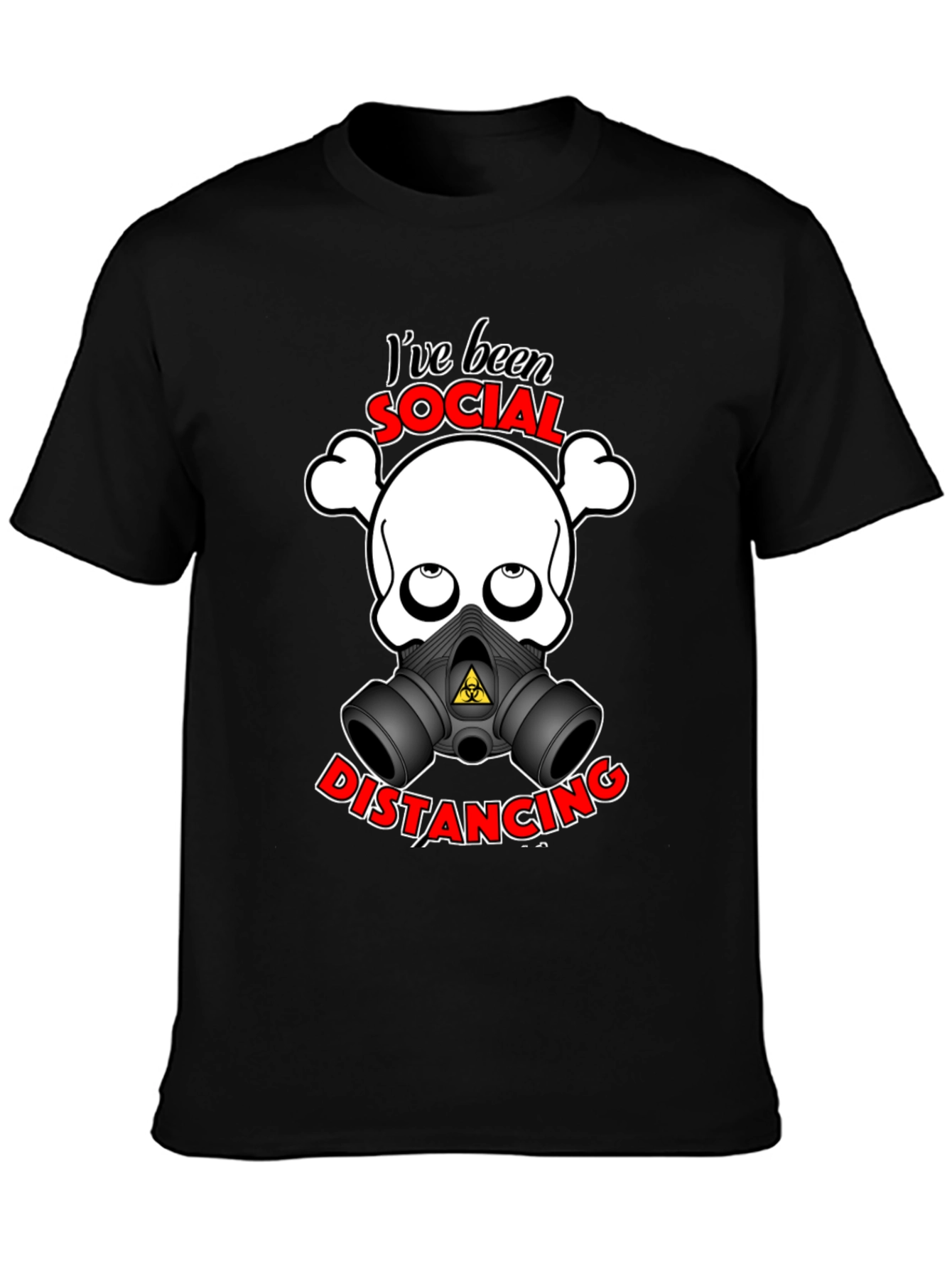 Black Social Distancing T-Shirt - Funny Skull & Mask Tee view 3