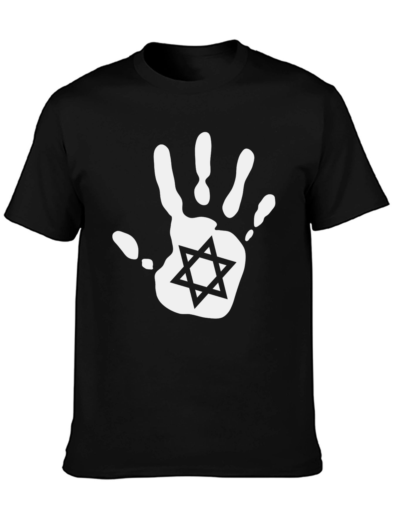 Black Graphic Print Star of David Hand T-Shirt view 3