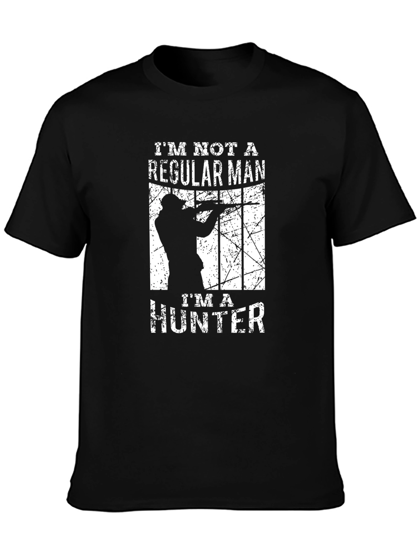 Black I'm Not A Regular Man I'm A Hunter Graphic T-Shirt view 3
