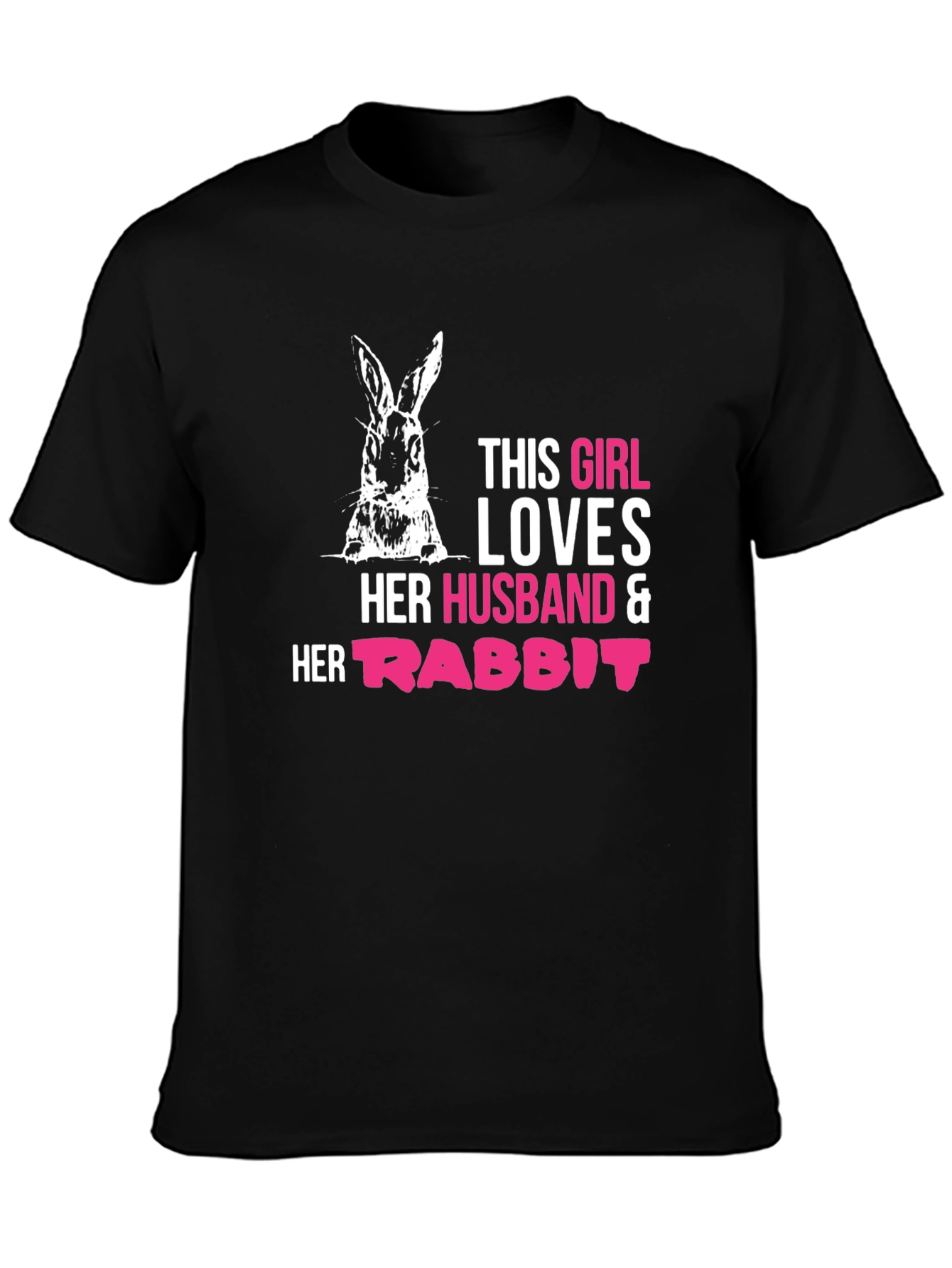 Black Girl Loves Husband and Rabbit T-Shirt view 3