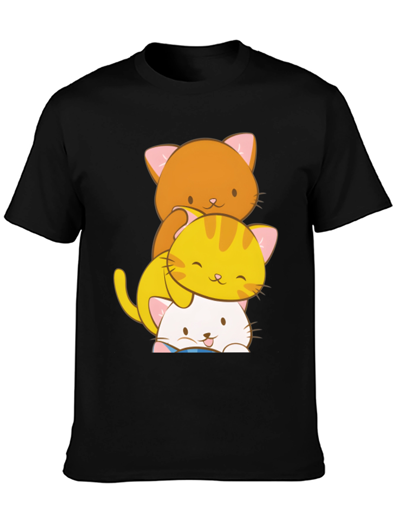 Black Stacked Cats Graphic T-Shirt - Purrfect Style view 3