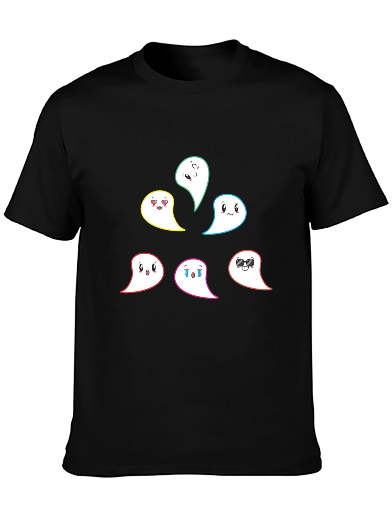 Black Emoji Ghost Graphic T-Shirt - Men's Black Tee view 3
