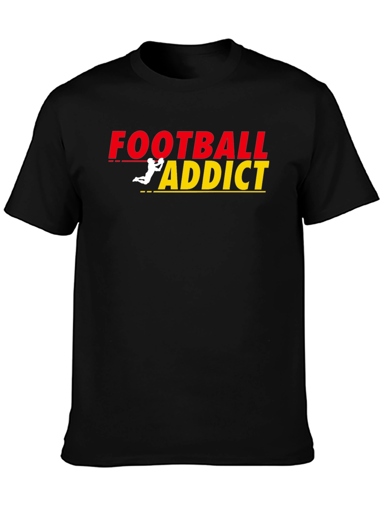 Black Football Addict Graphic Tee - Black Cotton T-Shirt view 3