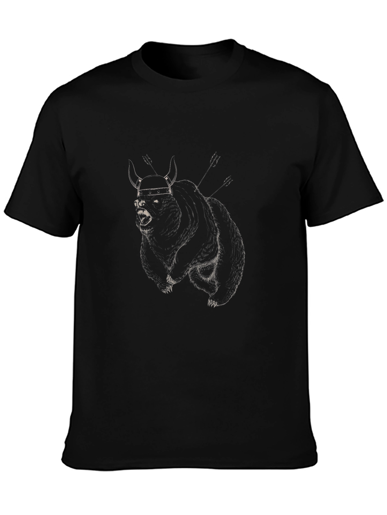 Black Viking Bear Graphic T-Shirt - Men's Black Tee view 3
