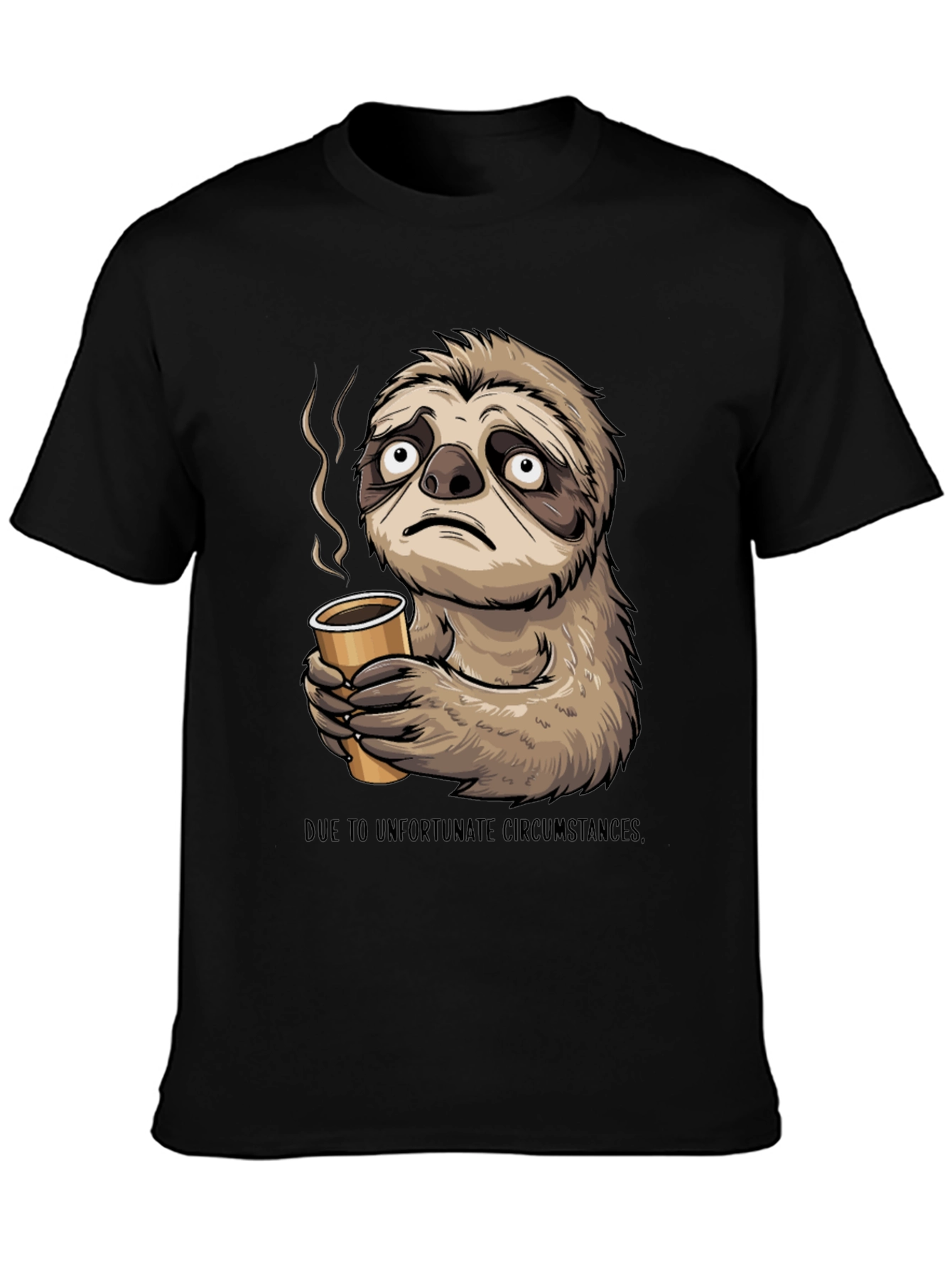 Black Sloth Coffee T-Shirt - Unfortunate Circumstances view 3