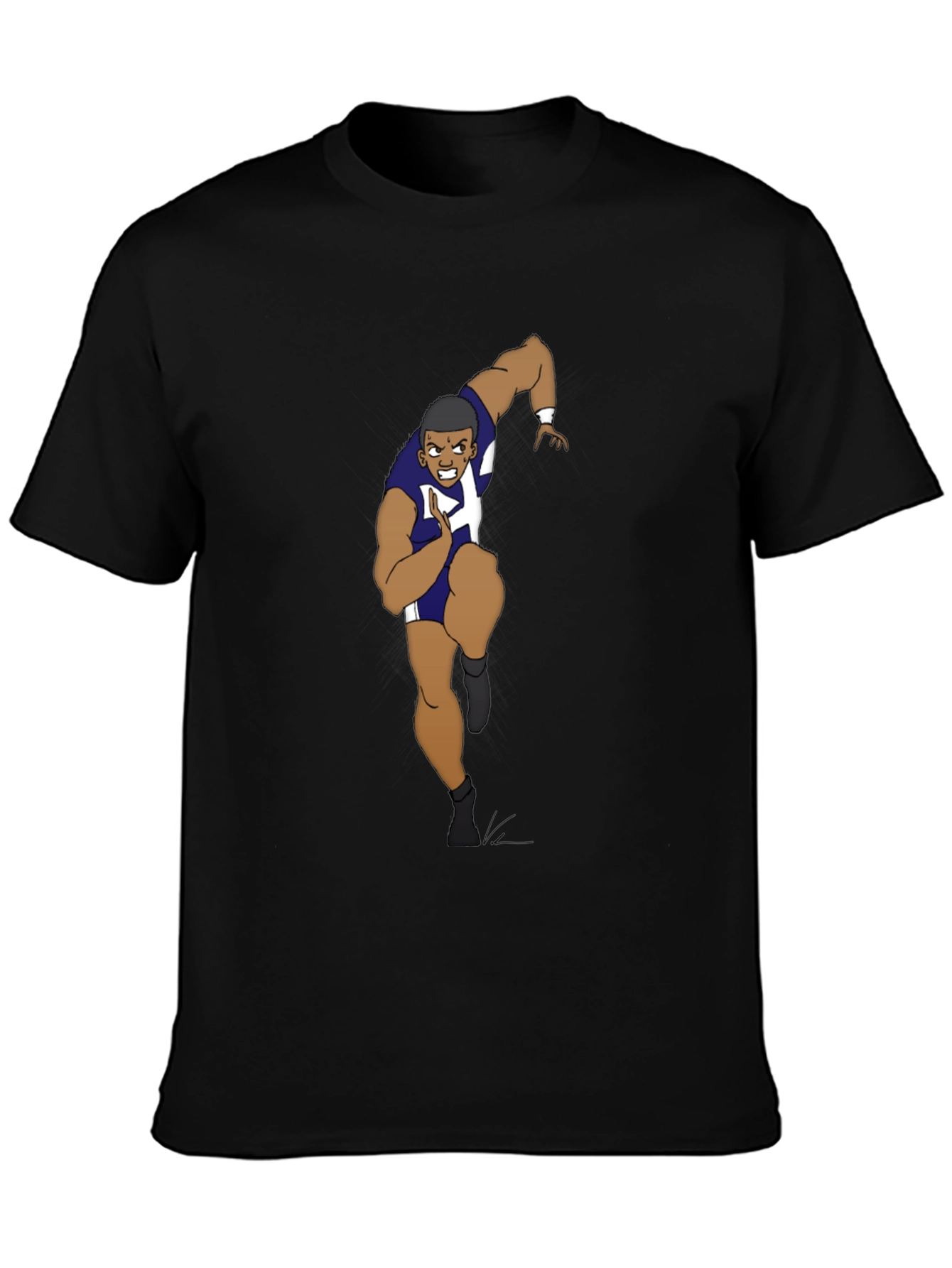 Black Cartoon Runner Graphic T-Shirt view 3