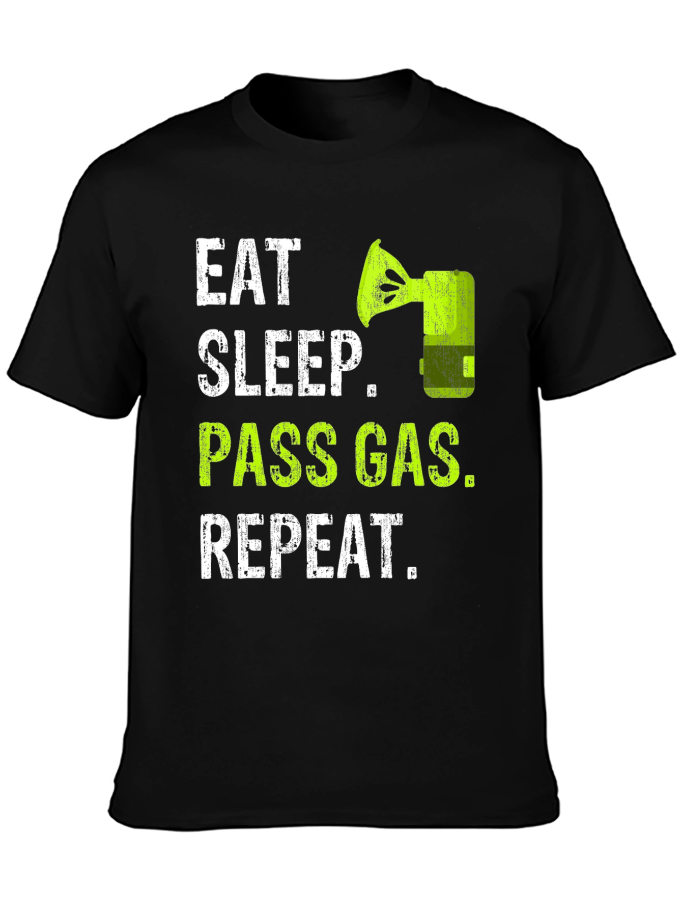 Black Eat Sleep Pass Gas Repeat Funny T-Shirt view 3