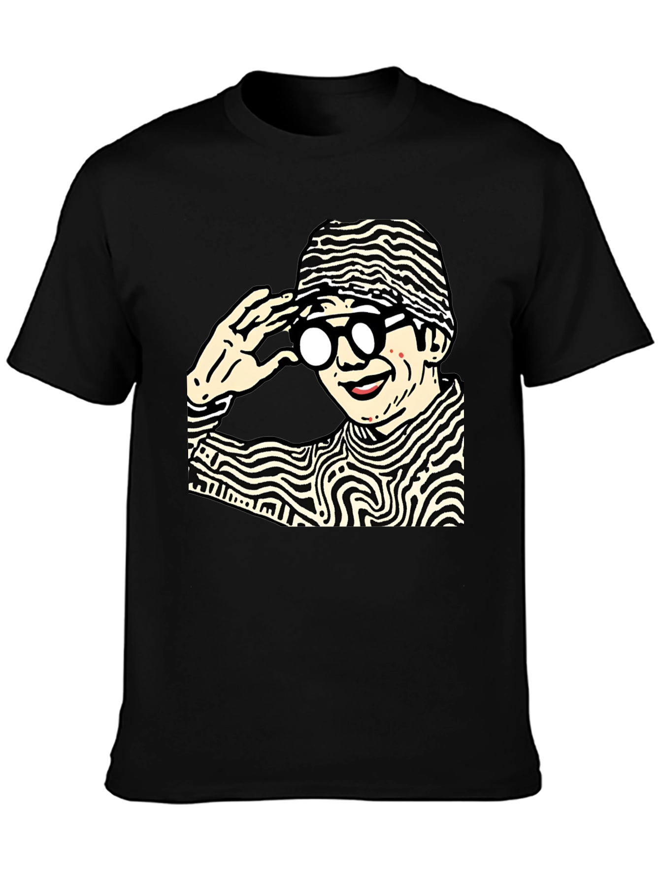 Black Funky Graphic Print Black Cotton T-Shirt view 3
