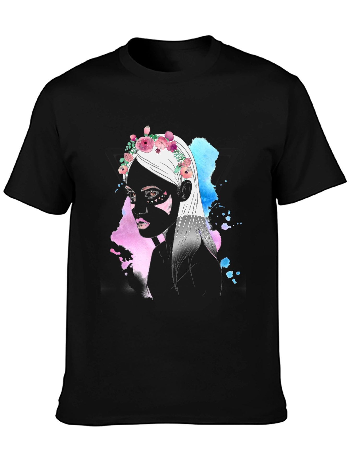 Black Floral Crown Woman Graphic T-Shirt view 3
