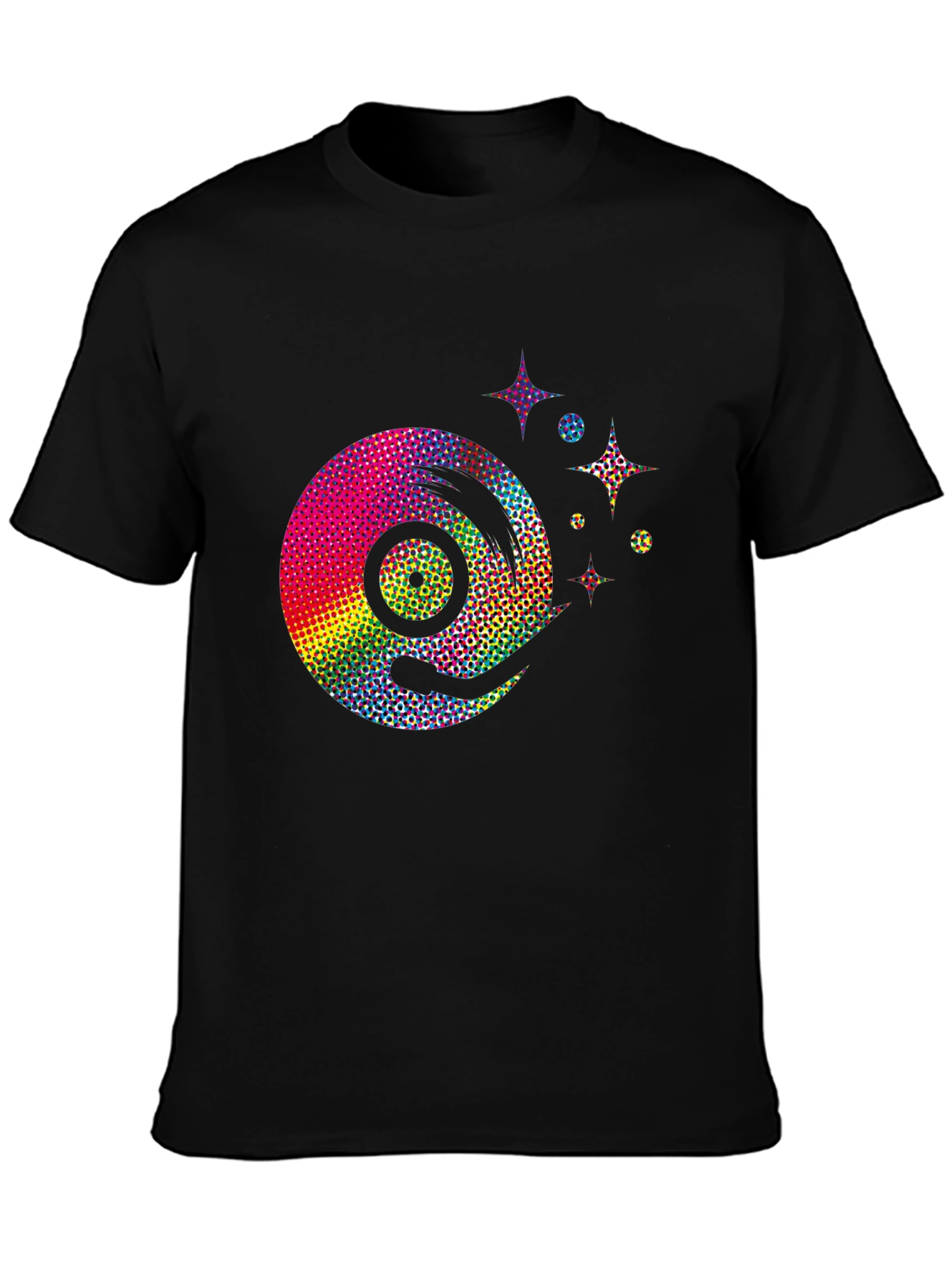 Black Retro Rainbow Vinyl Record Graphic Tee - Black view 3