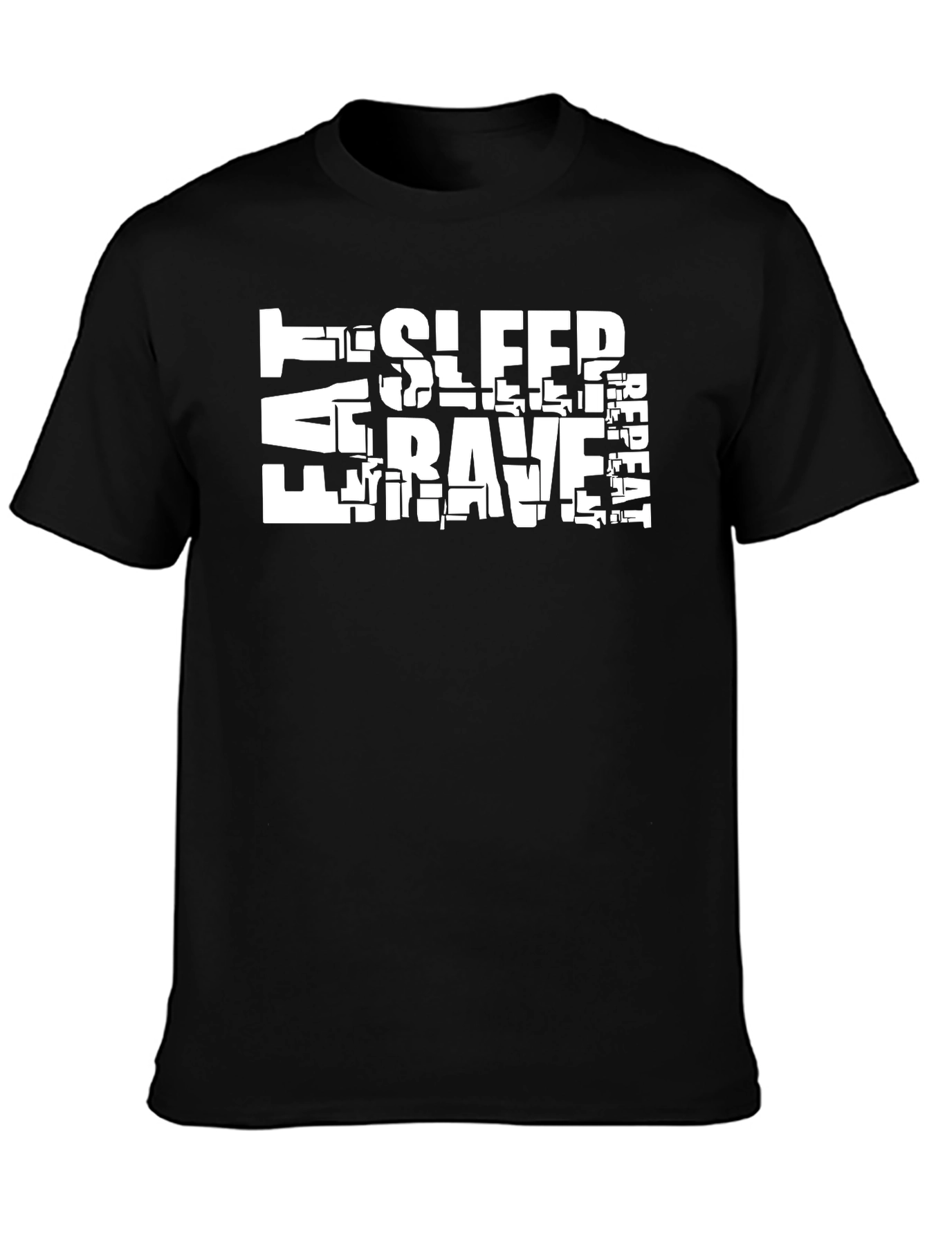 Black Eat Sleep Rave Repeat Graphic Tee - Black view 3