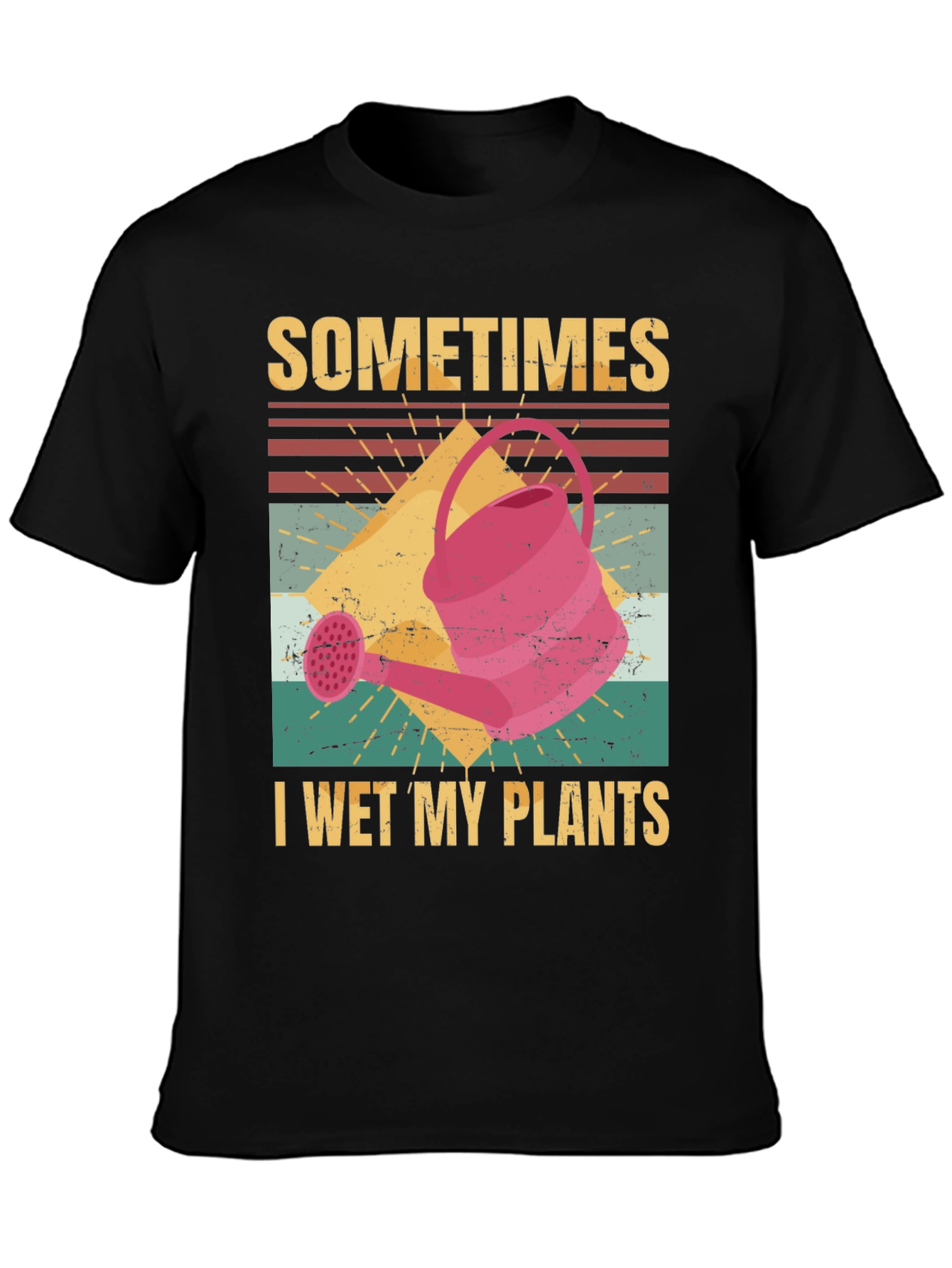 Black Funny Gardening T-Shirt - I Wet My Plants view 3