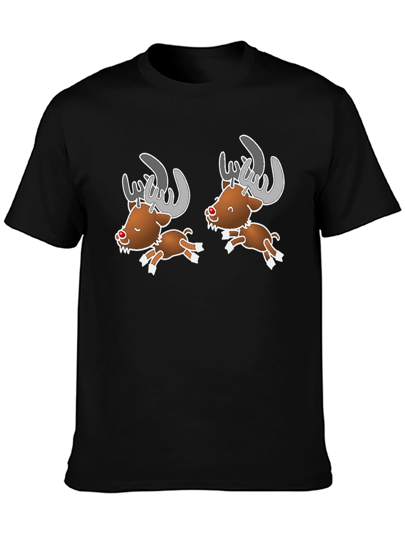 Black Cartoon Reindeer Graphic Tee view 3