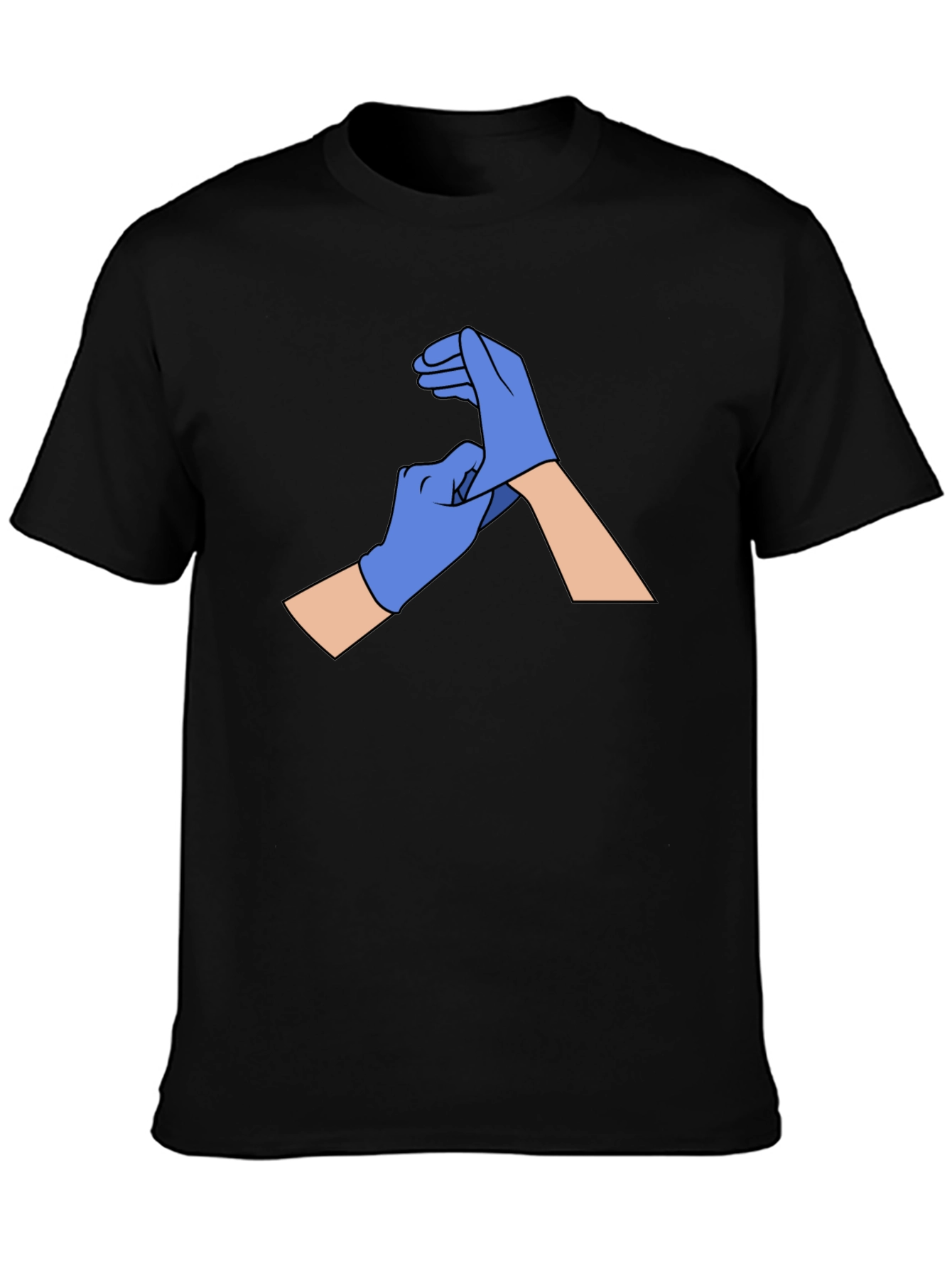 Black Gloved Hands Graphic Tee - Black Cotton T-Shirt view 3
