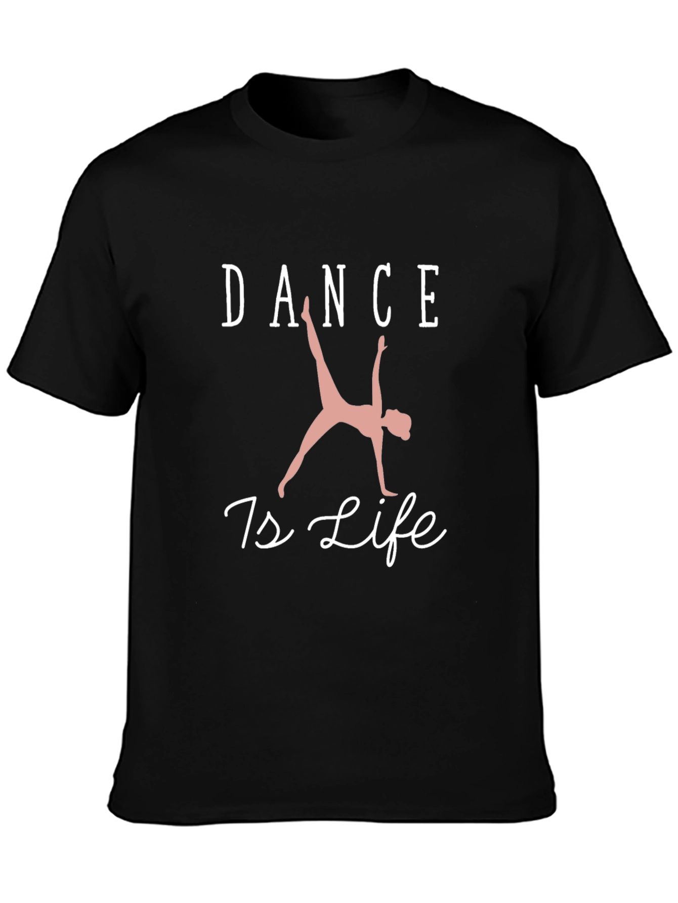Black Dance Is Life T-Shirt, Black Cotton Tee view 3