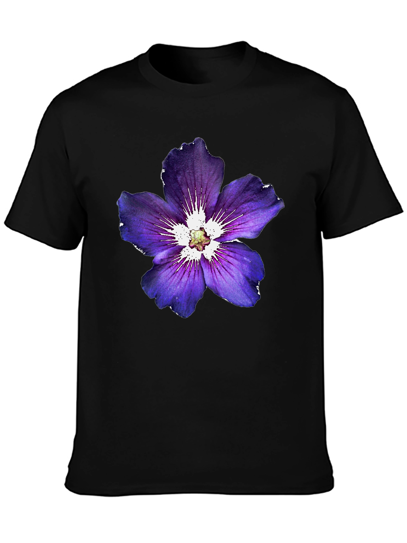 Black Floral Graphic Tee - Purple Flower Design, Casual Wear view 3